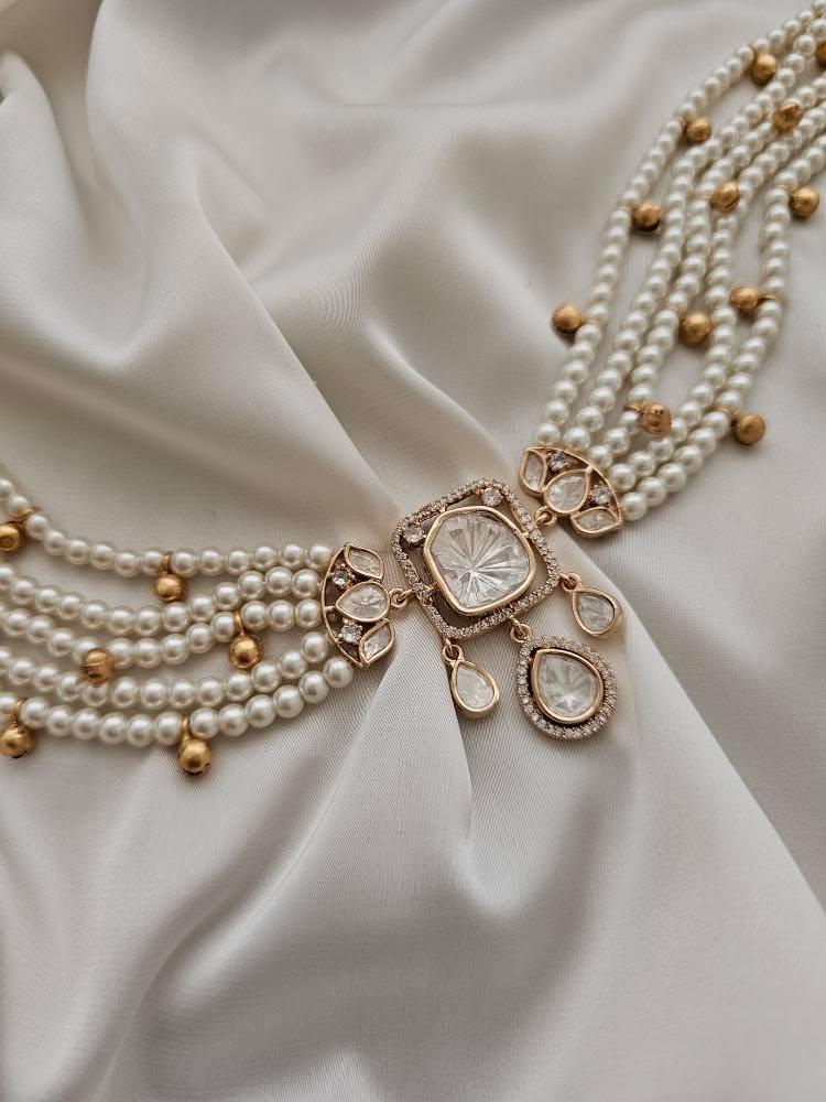 Vartika pearl and polki choker Thumbnail