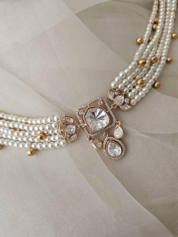 Vartika pearl and polki choker Thumbnail