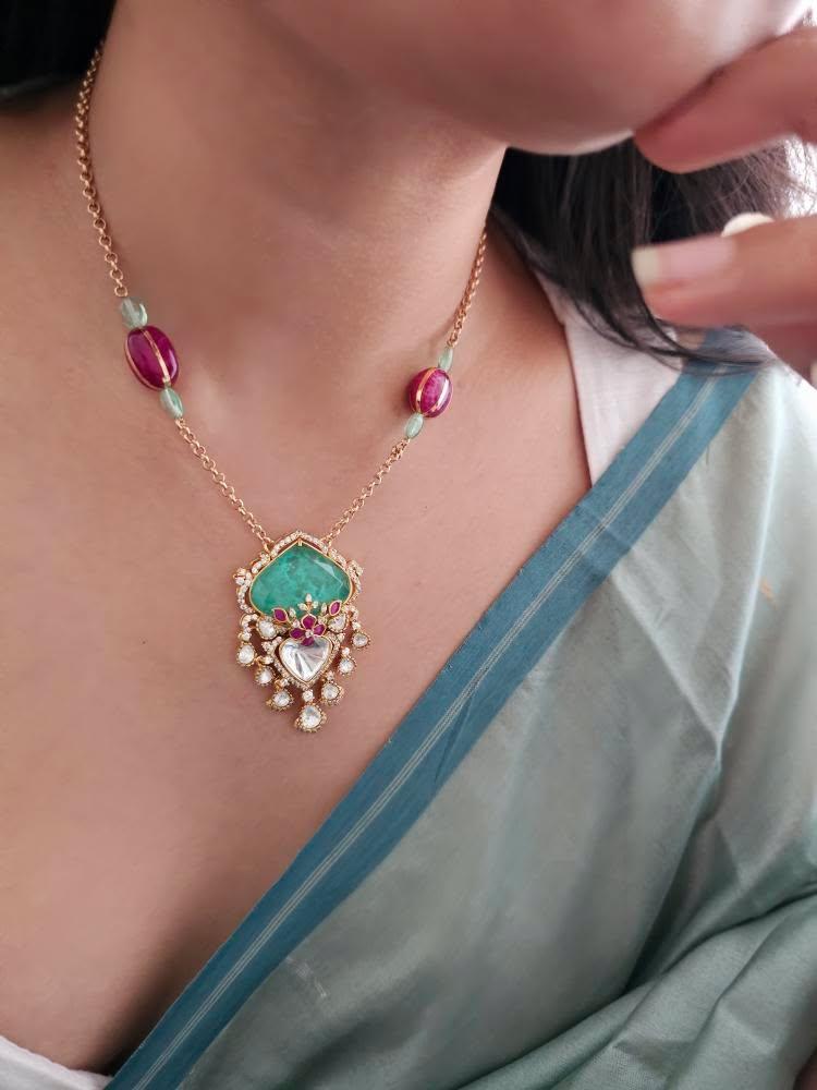 Asmi delicate polki necklace Thumbnail