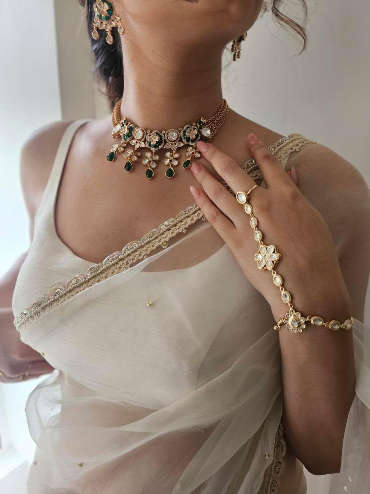 Asmi pearl and polki choker/necklace Thumbnail