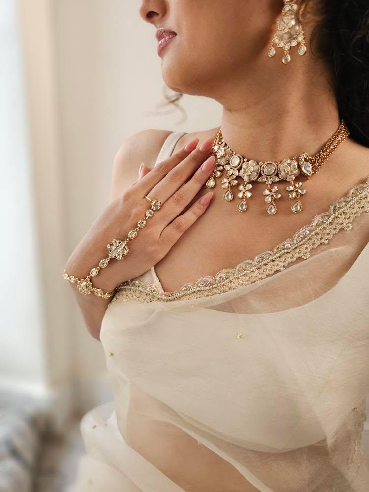 Asmi pearl and polki choker/ necklace Thumbnail