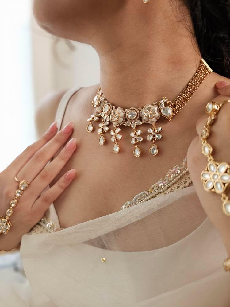 Asmi pearl and polki choker/ necklace Thumbnail