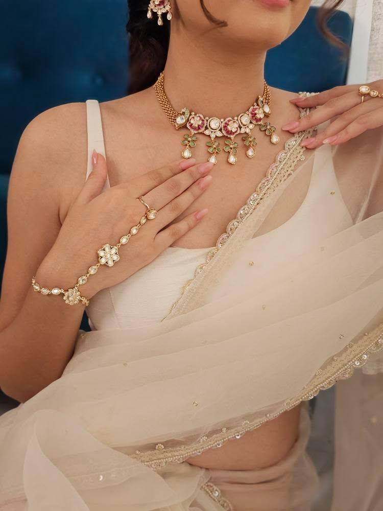 Asmi pearl and polki choker/necklace Thumbnail