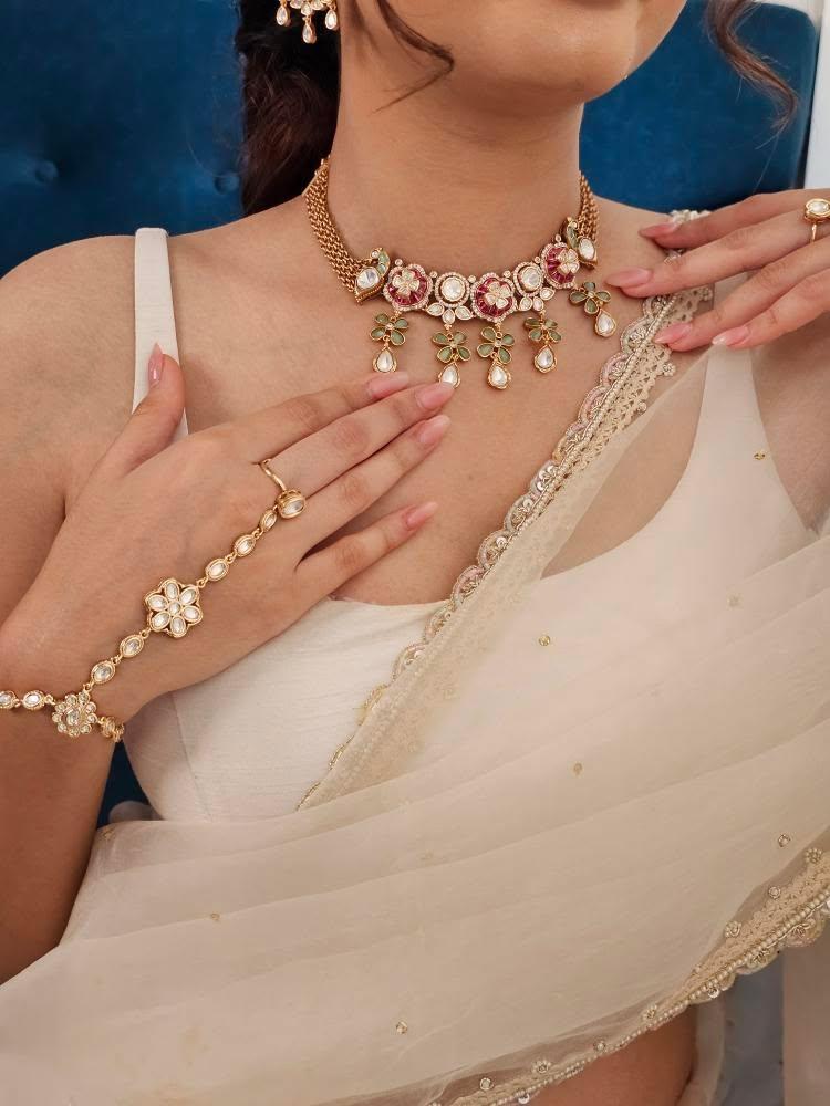 Asmi pearl and polki choker/necklace Thumbnail