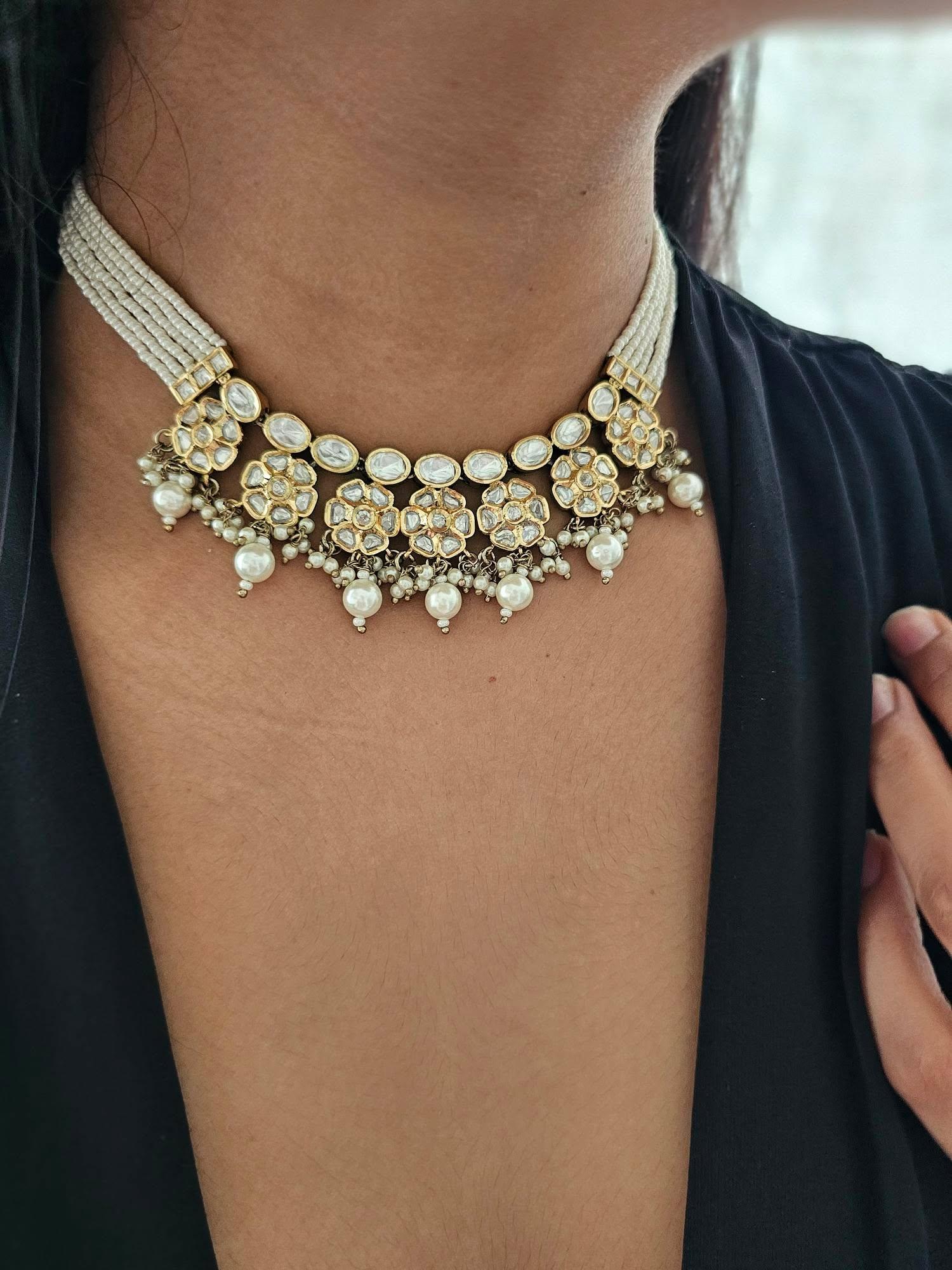Sumuk polki and pearl necklace Thumbnail