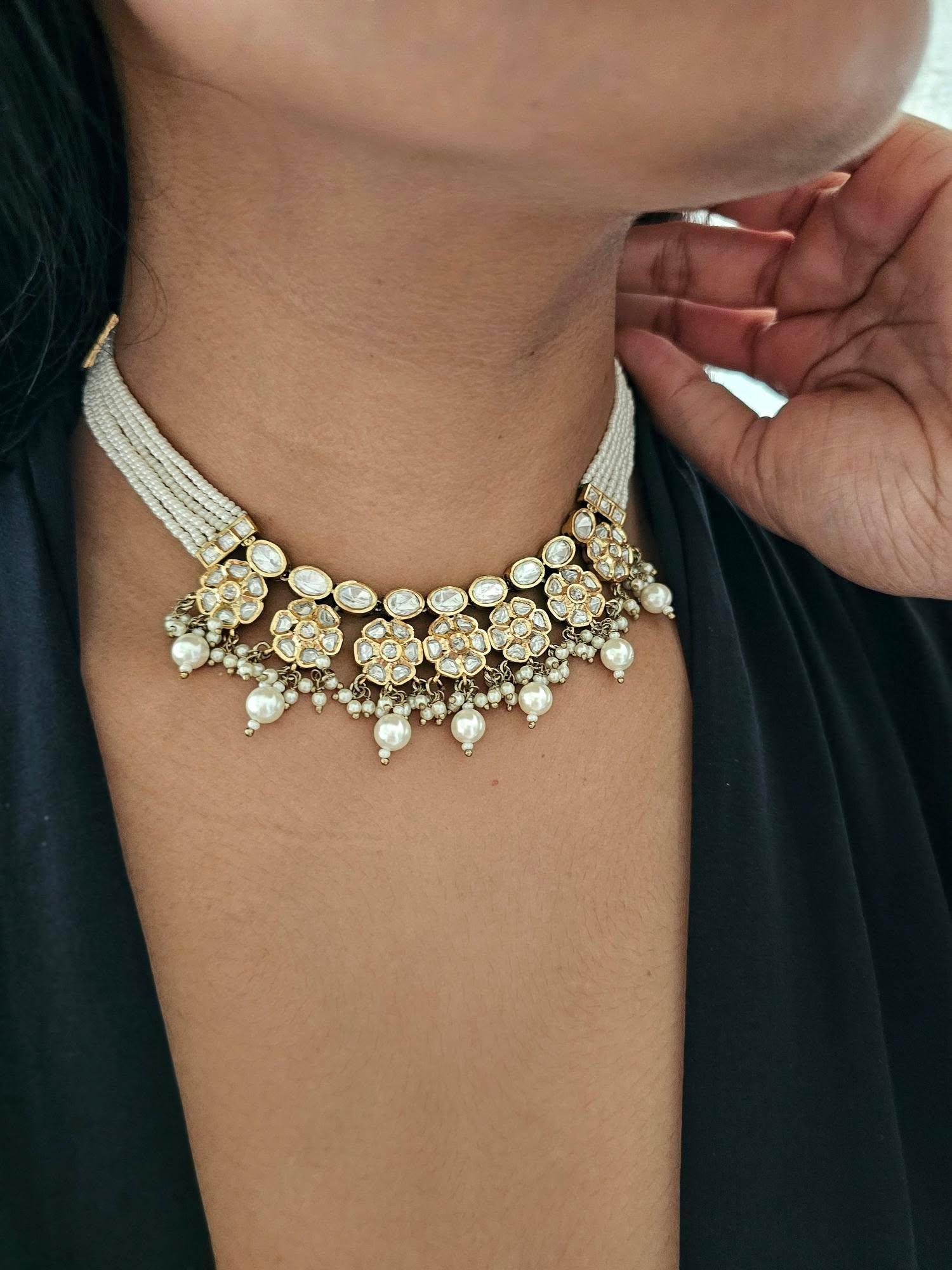 Sumuk polki and pearl necklace Thumbnail