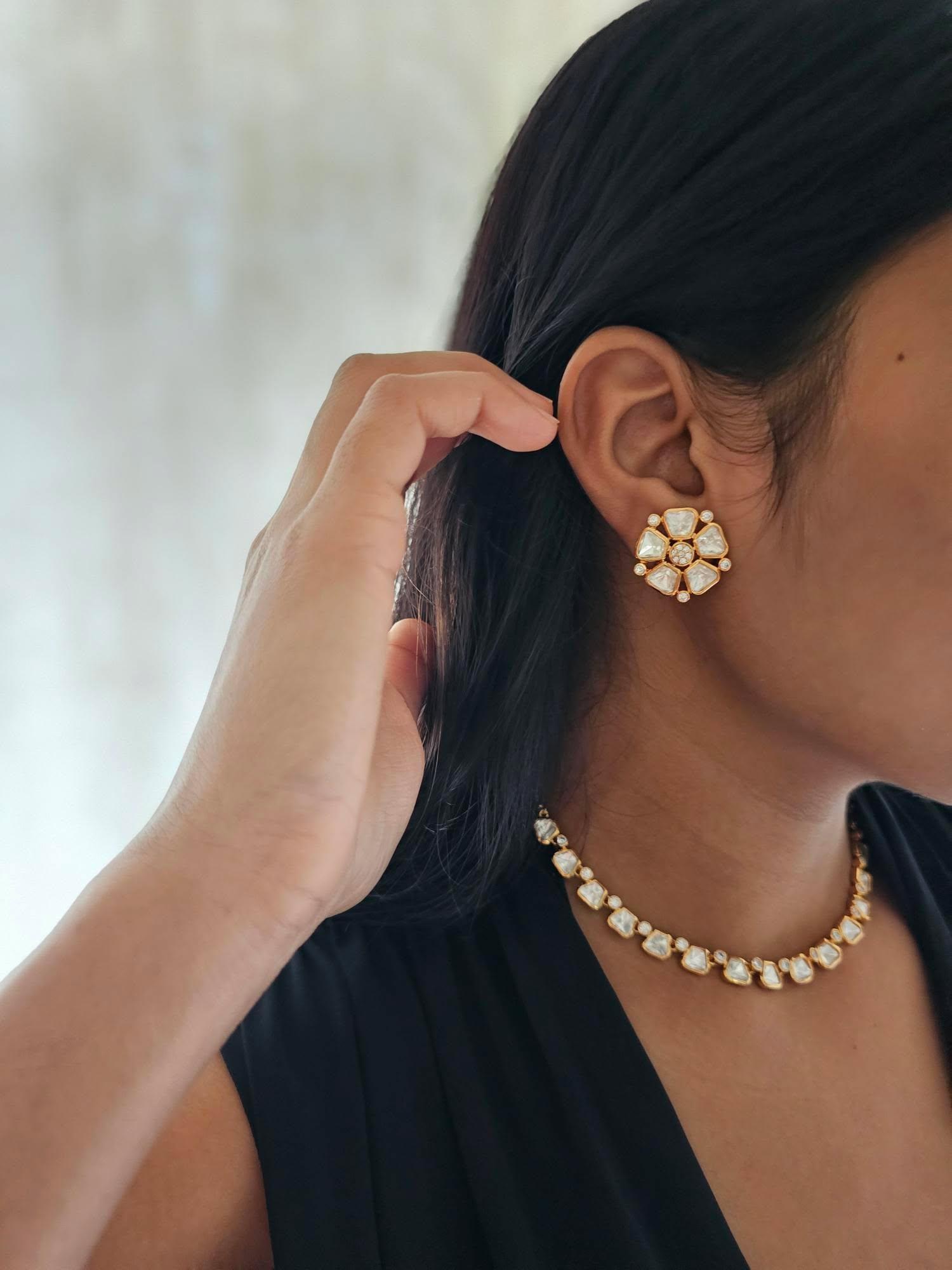 Hafsa delicate polki necklace Thumbnail