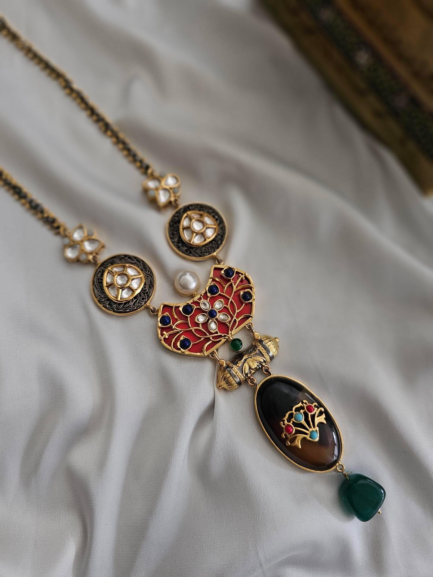 Neelam handcrafted long necklace Thumbnail