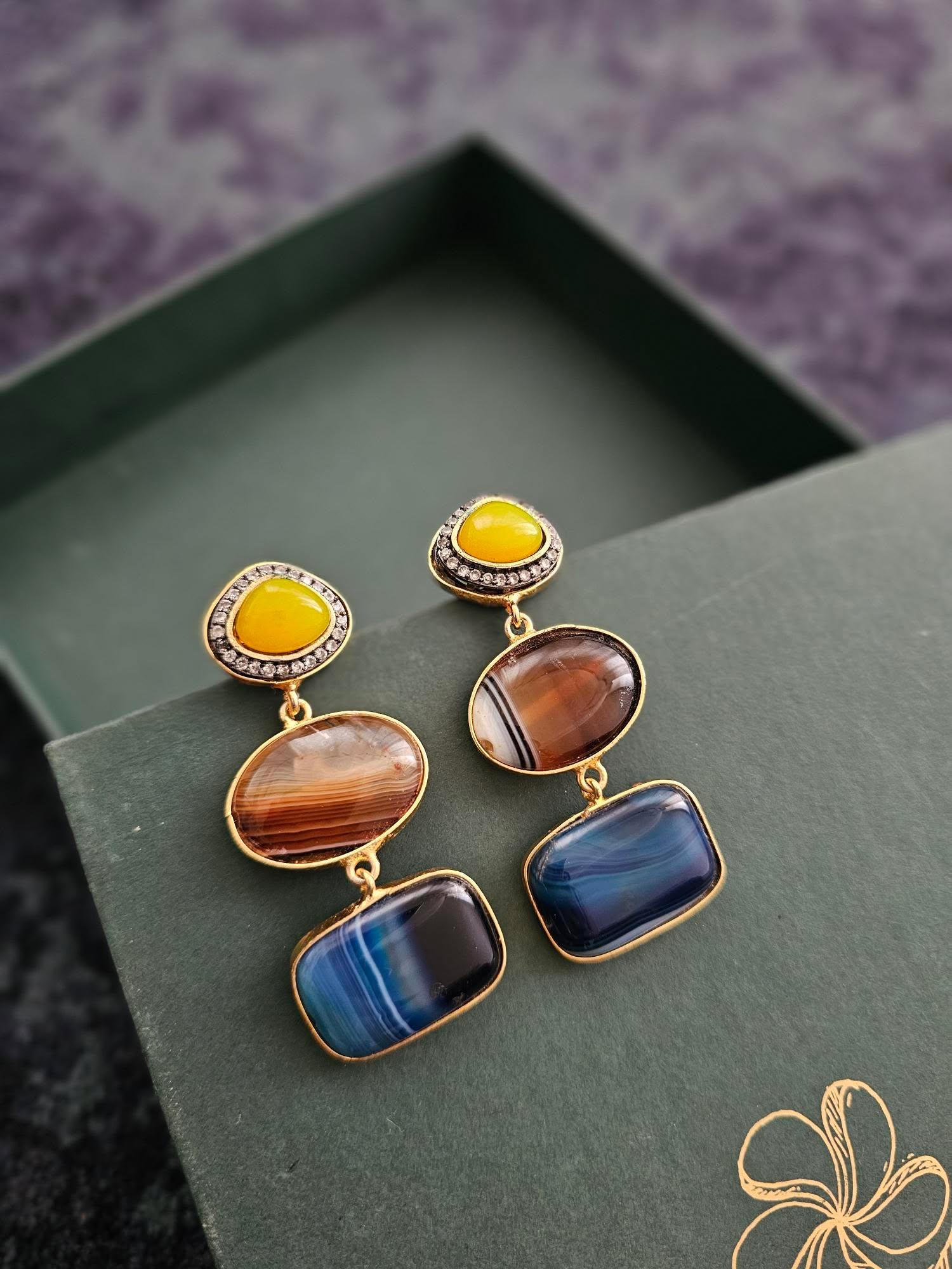 Griva semi precious stone earrings Thumbnail