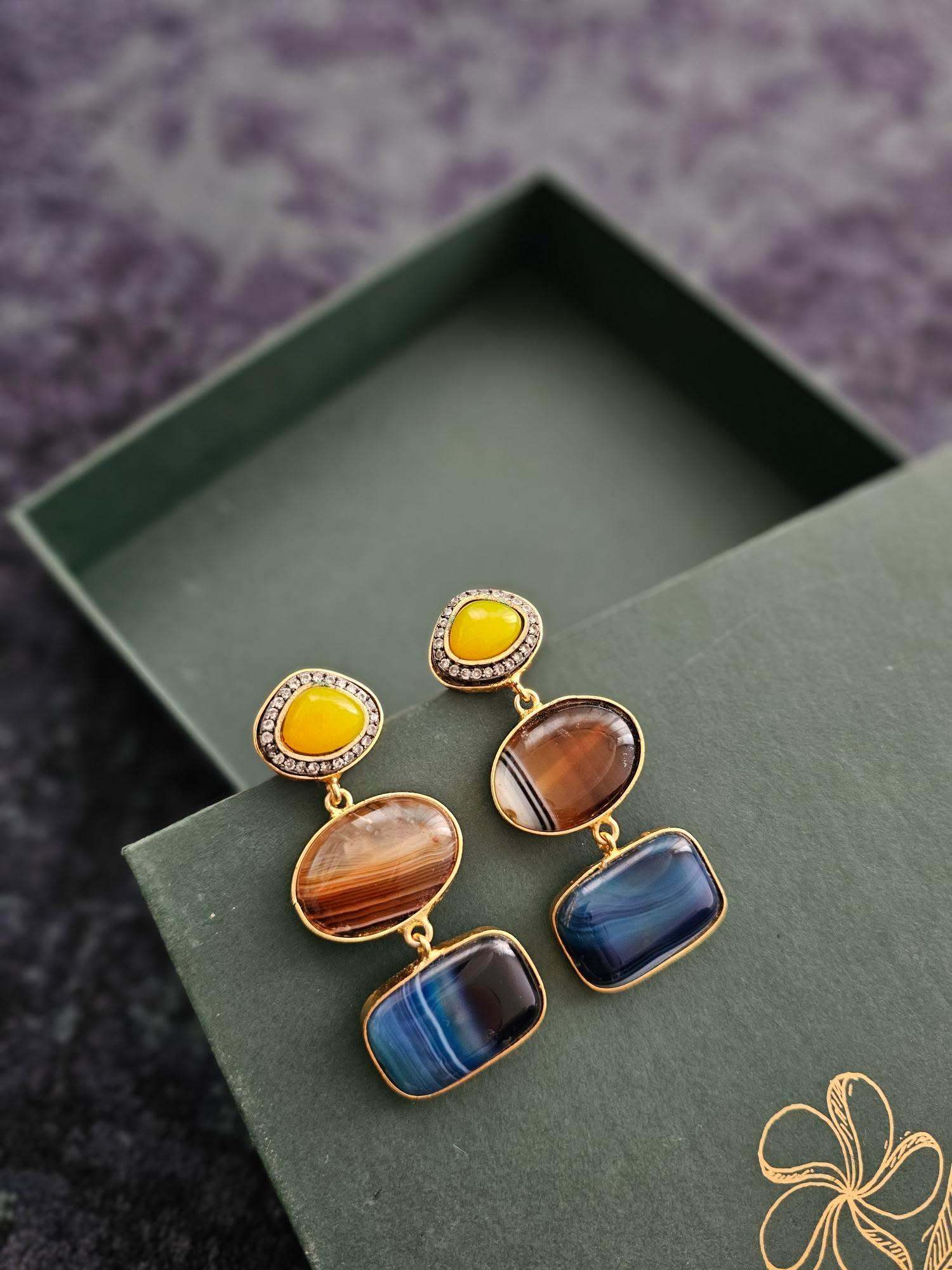Griva semi precious stone earrings Thumbnail