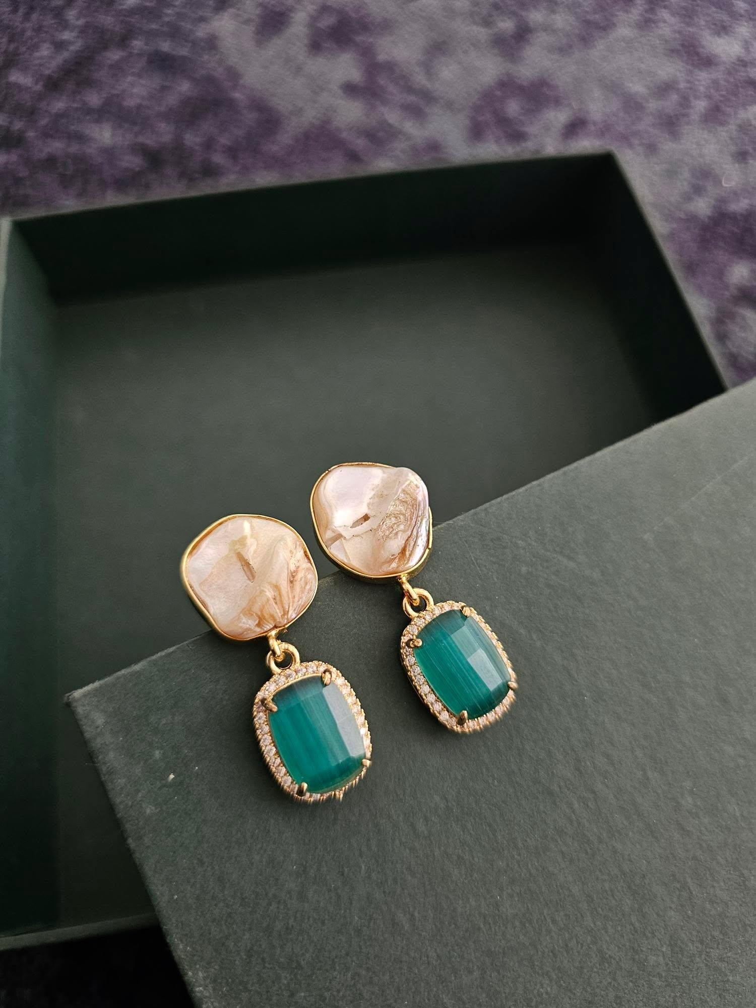 Darshika semi-precious stone earrings Thumbnail