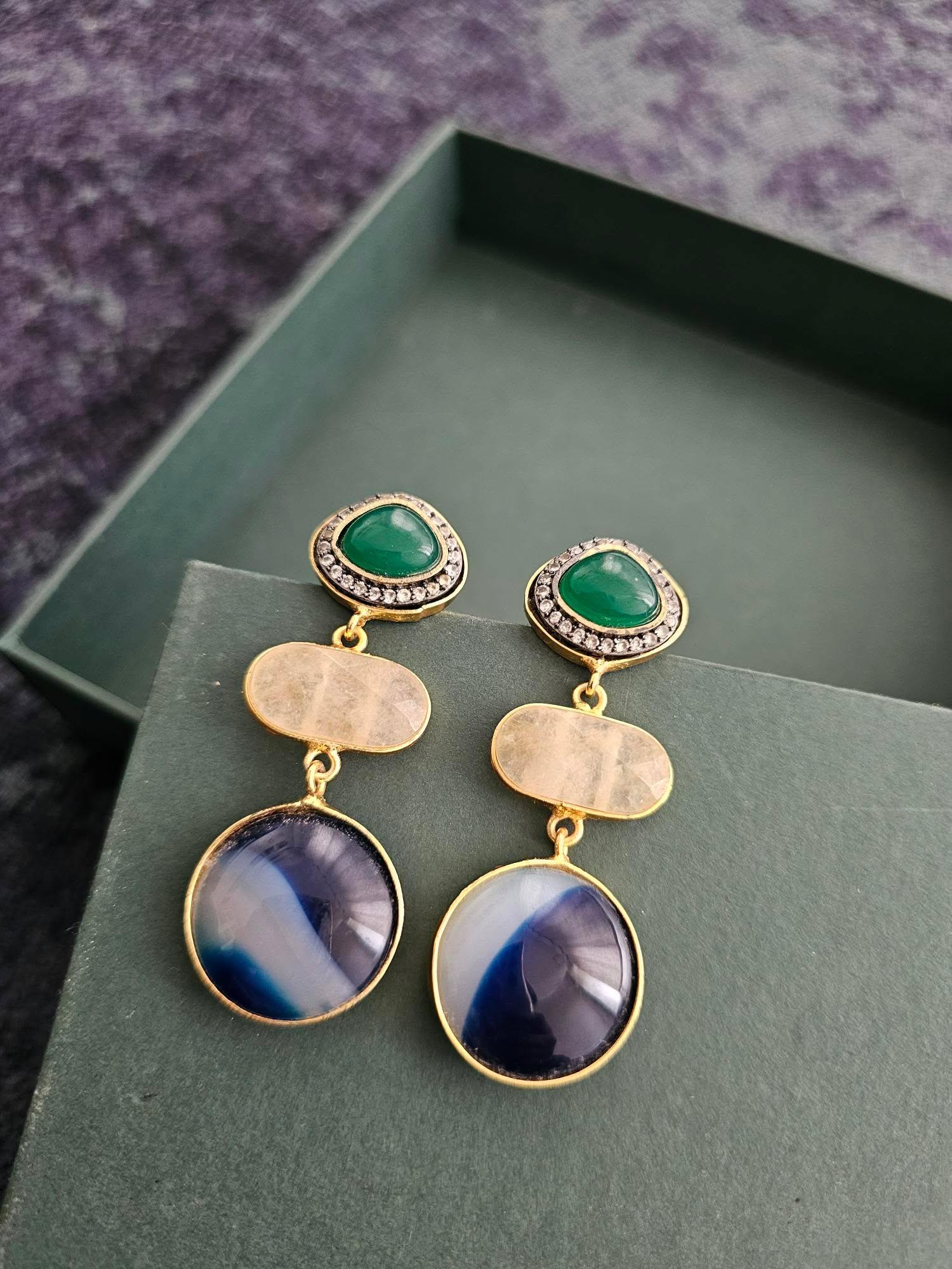 Thira semi-precious stone earrings Thumbnail