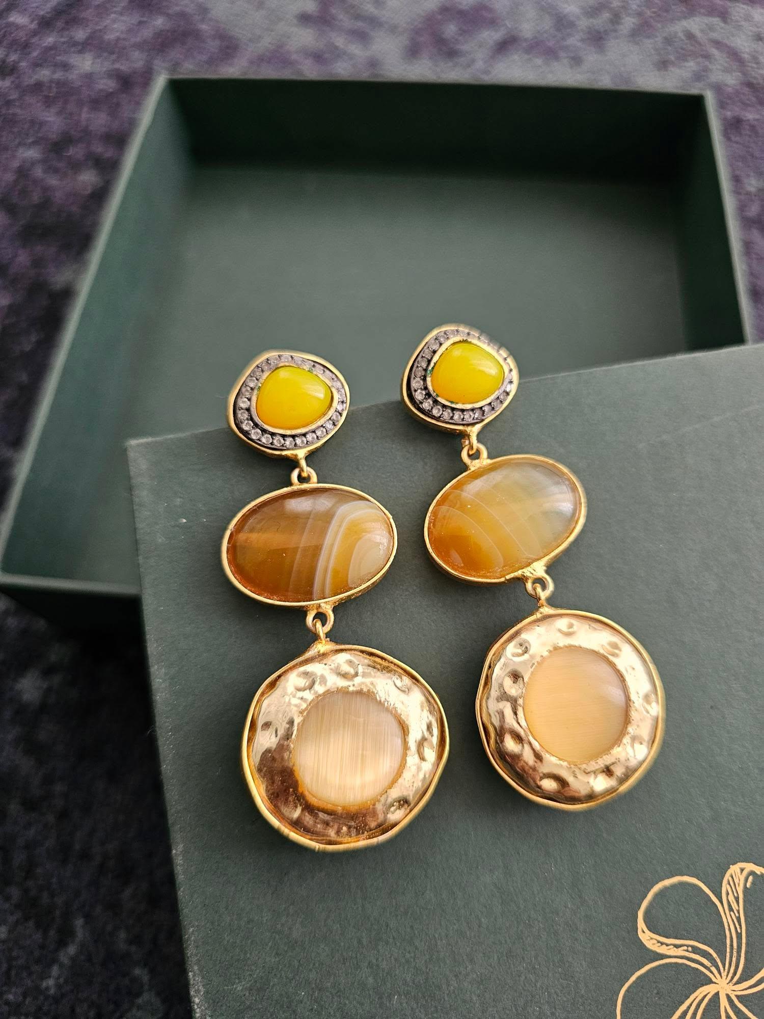 Riona semi-precious stone earrings Thumbnail
