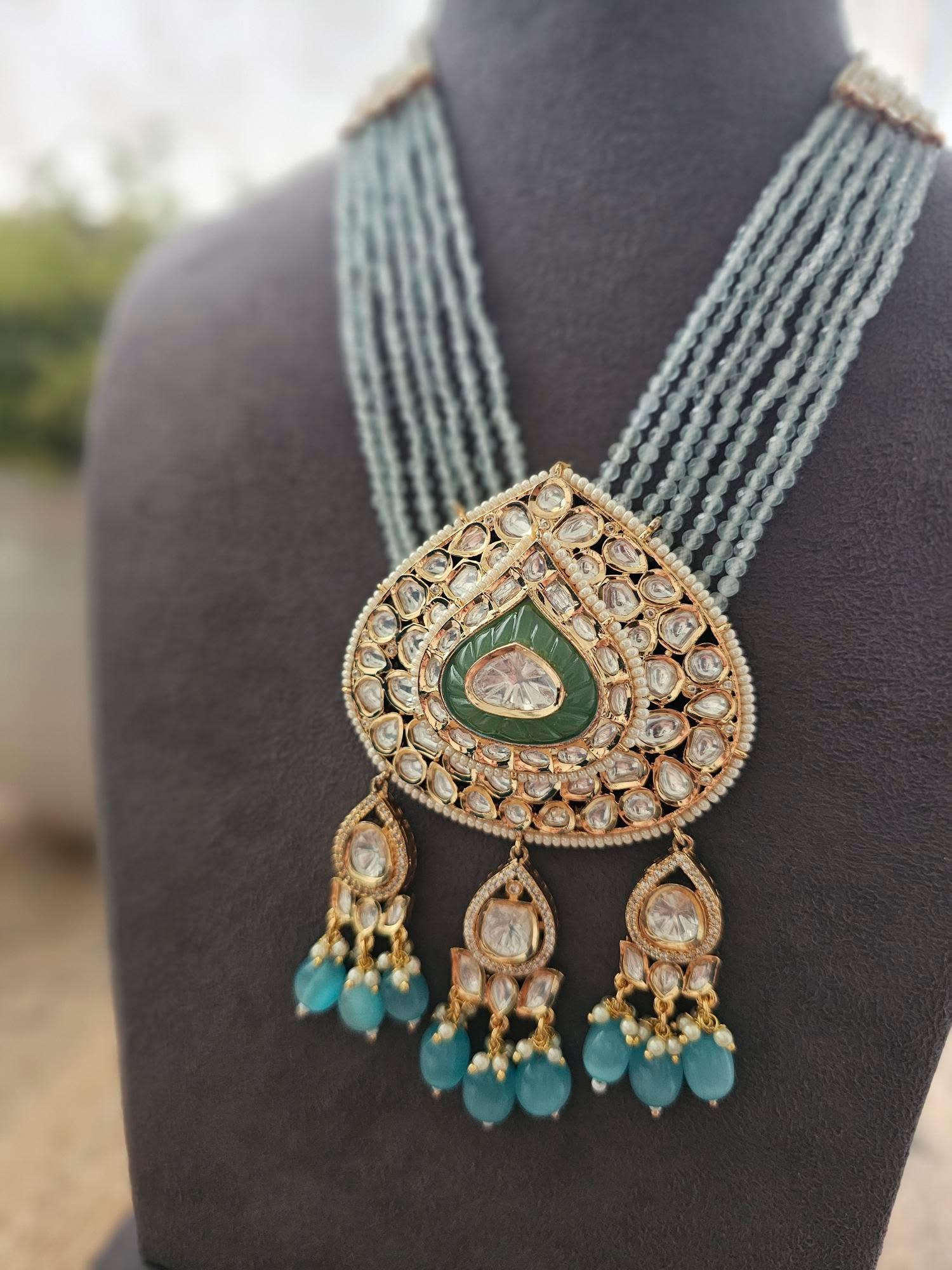 Umika pearl and polki necklace Thumbnail