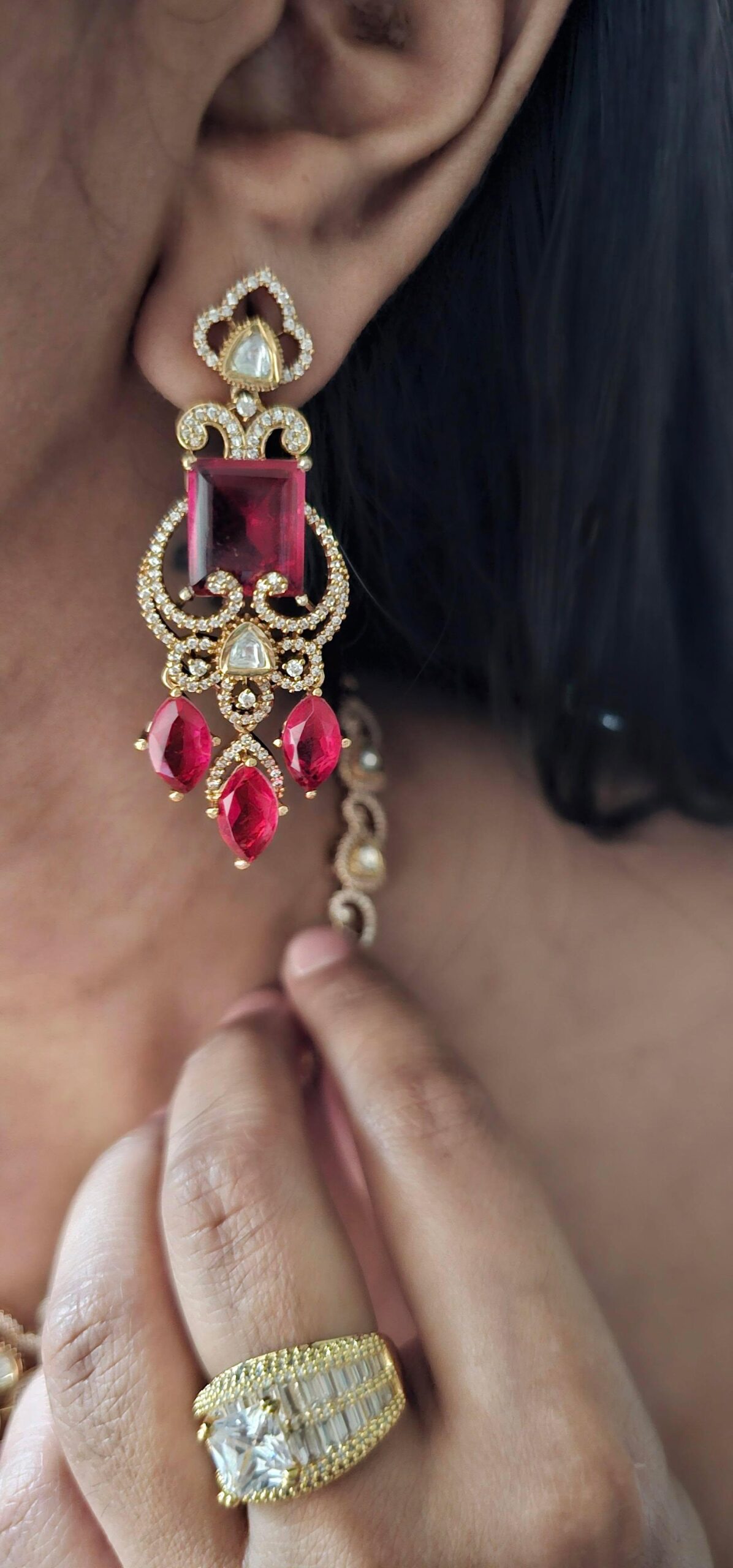 Amara quartz and polki necklace Thumbnail