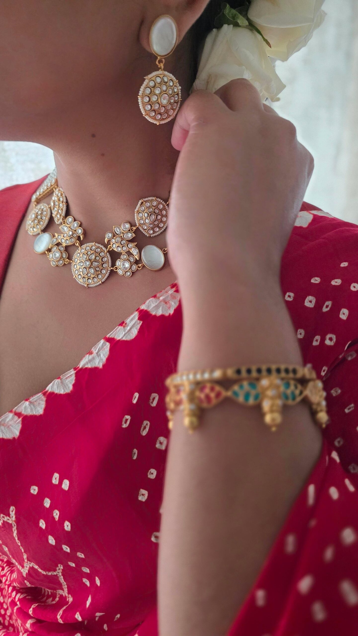 Satrangi pearl and polki necklace Thumbnail