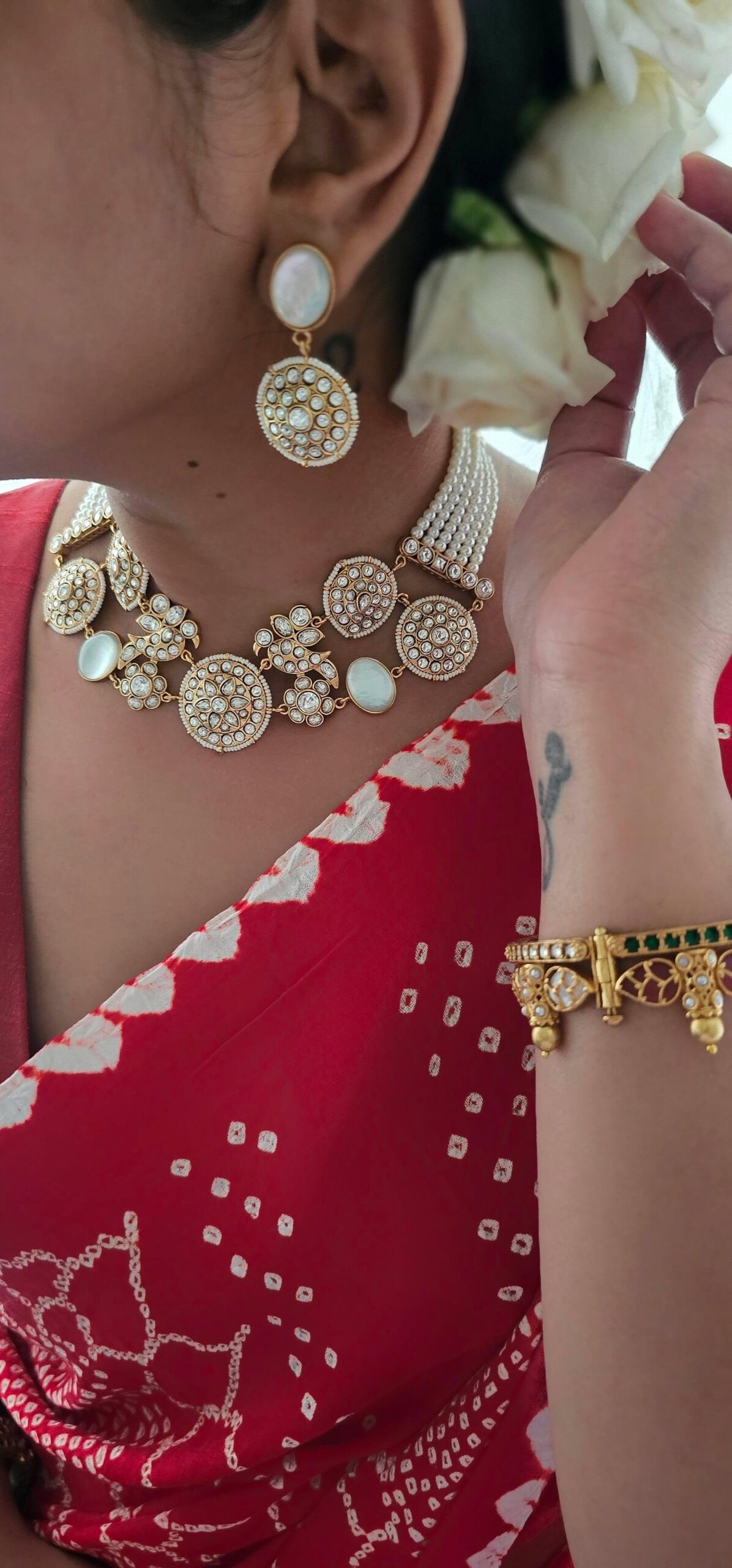 Satrangi pearl and polki necklace Thumbnail