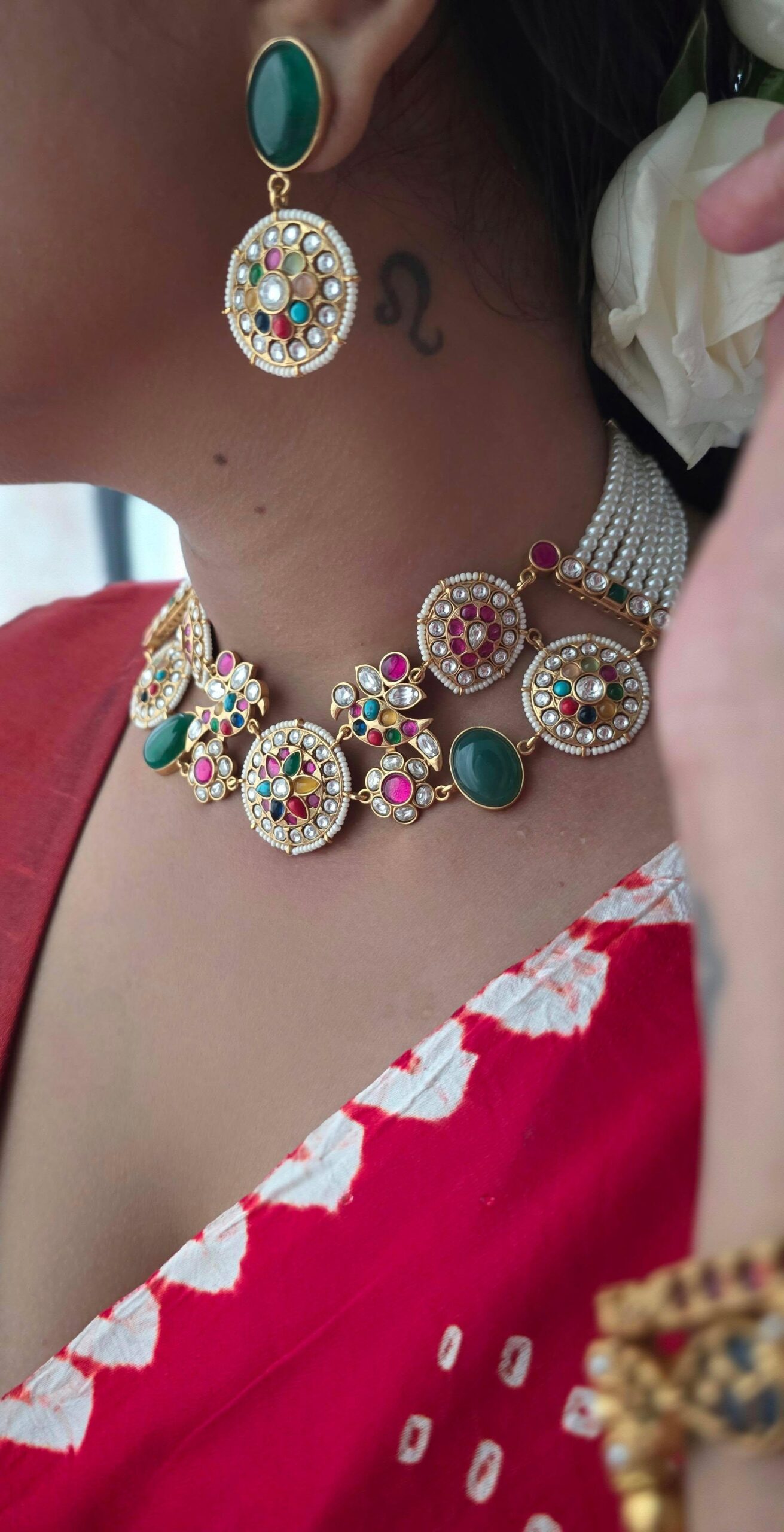 Satrangi pearl and polki necklace Thumbnail