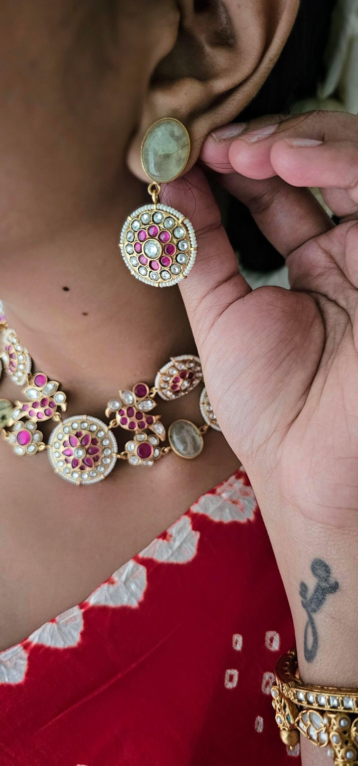 Satrangi pearl and polki necklace Thumbnail