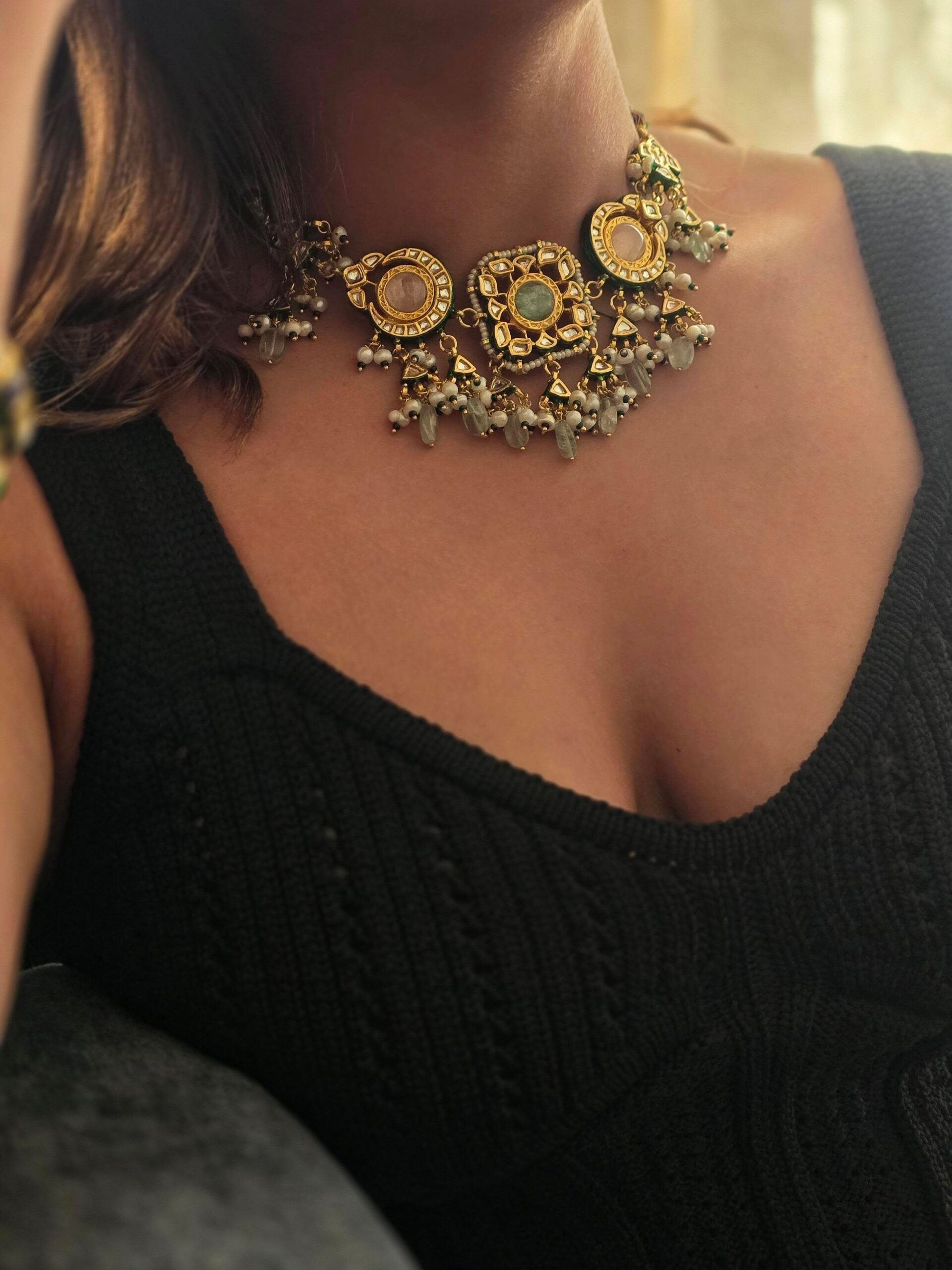 Kashvi semi-precious stone necklace Thumbnail