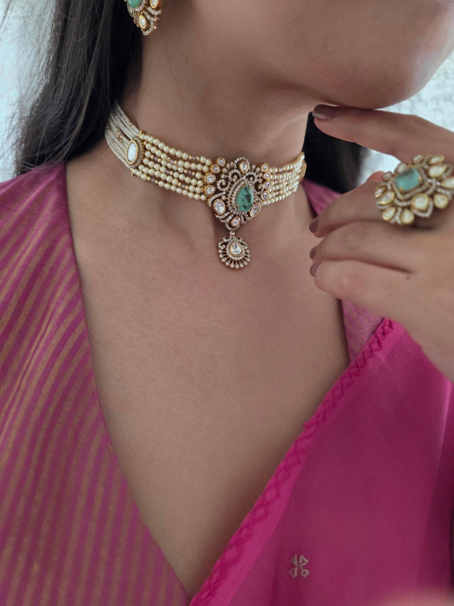 Sadhna pearl and polki choker Thumbnail