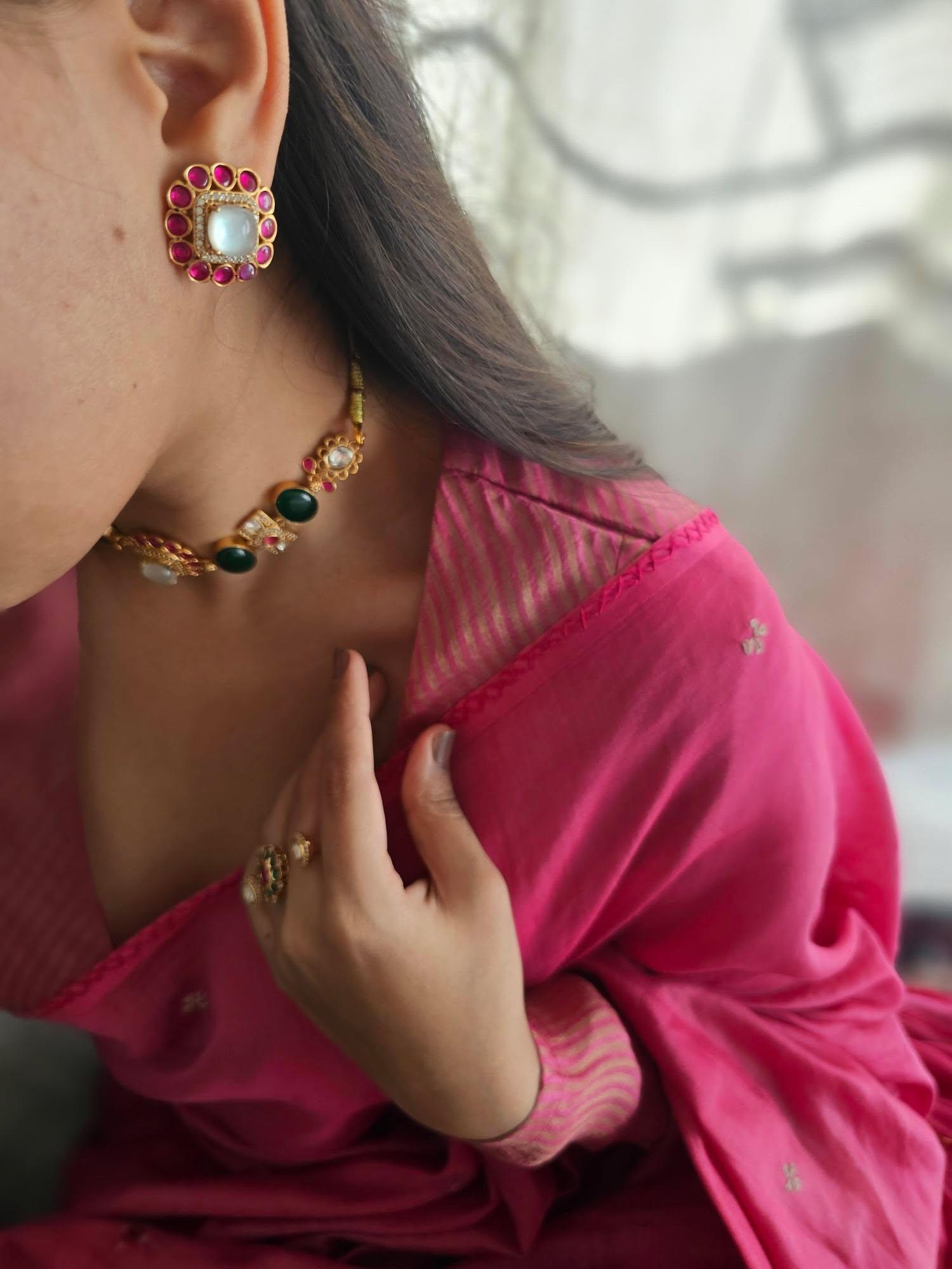 Meher quartz and polki choker Thumbnail