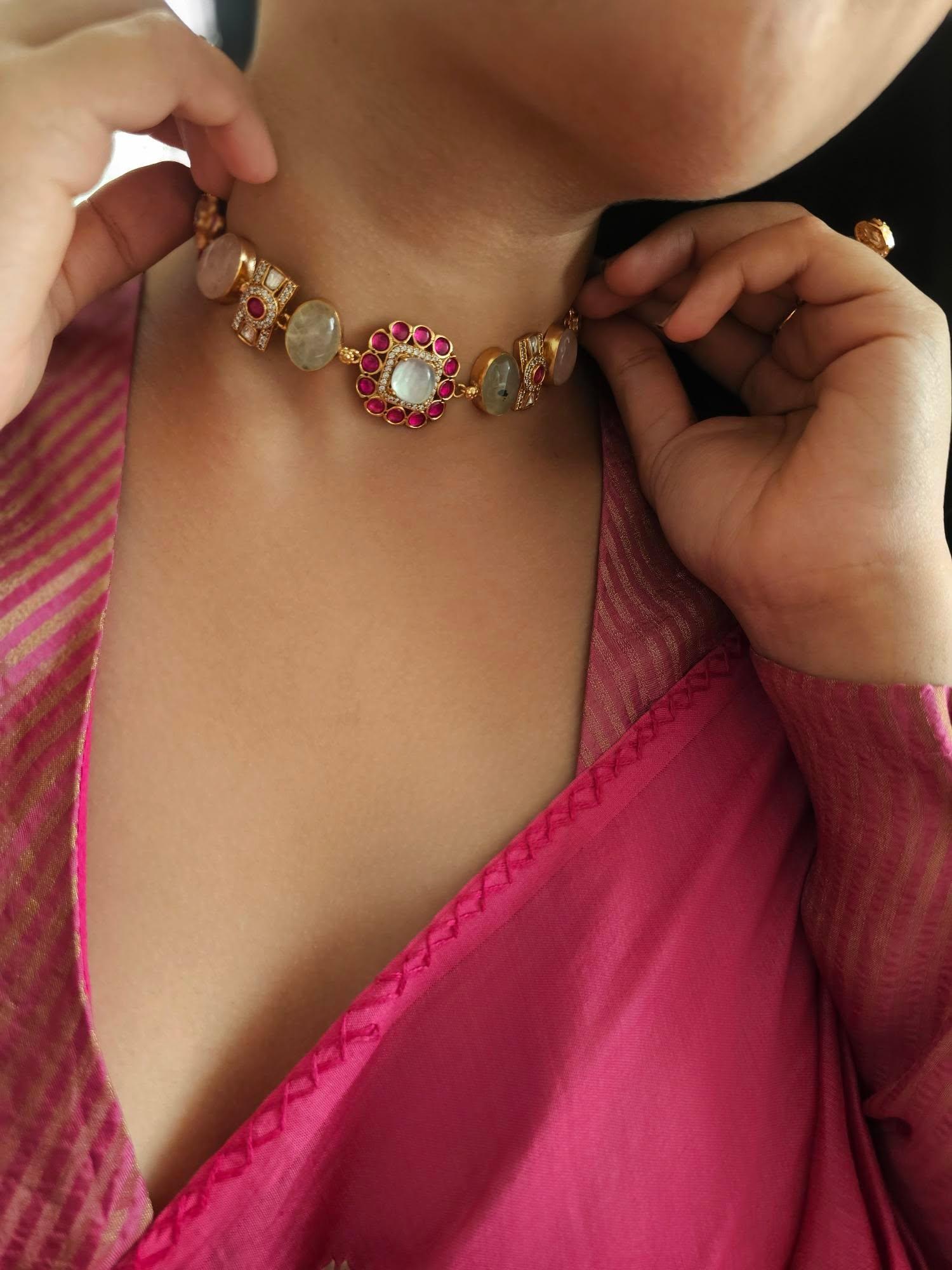 Meher quartz and polki choker Thumbnail