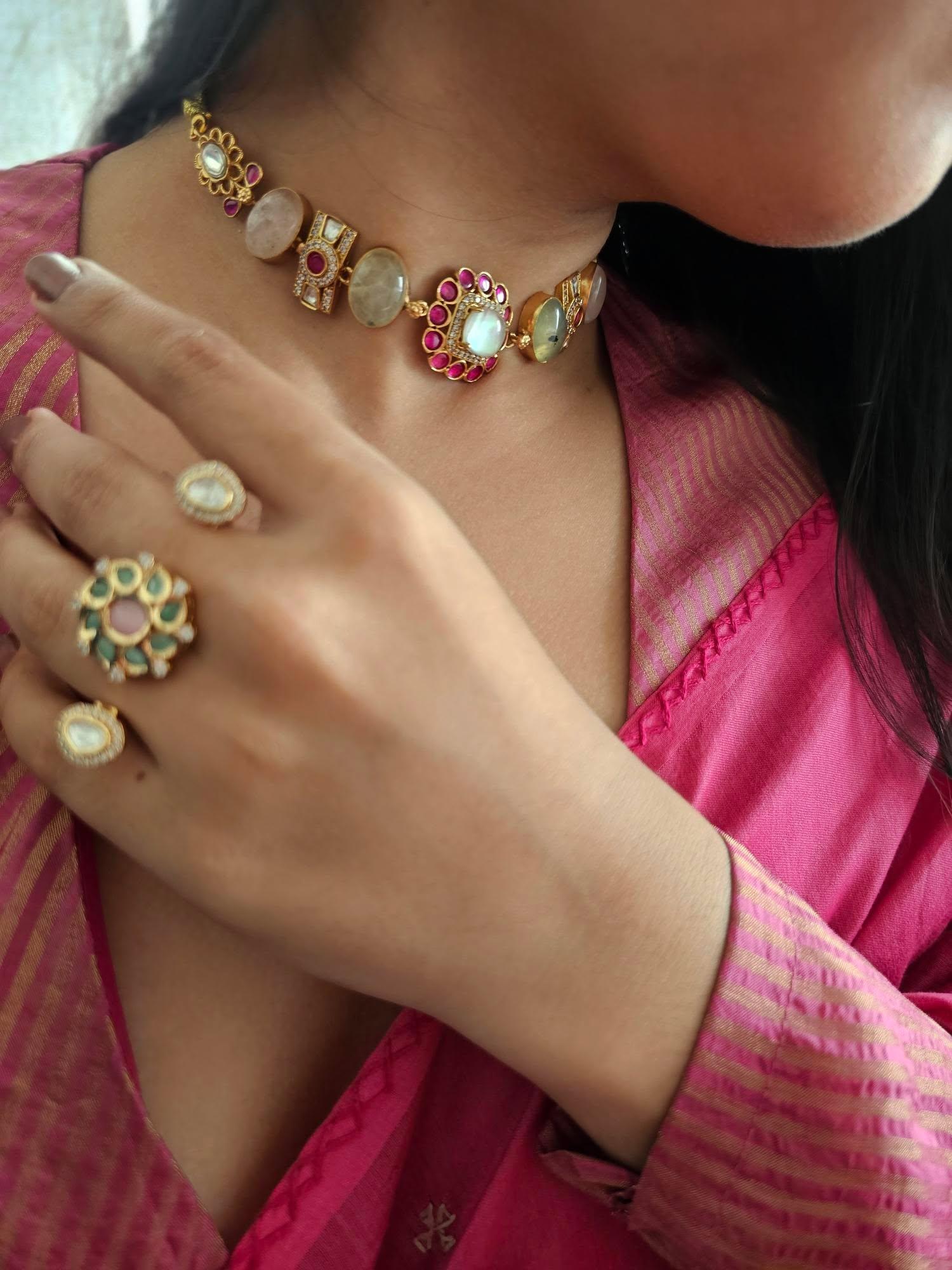 Meher quartz and polki choker Thumbnail