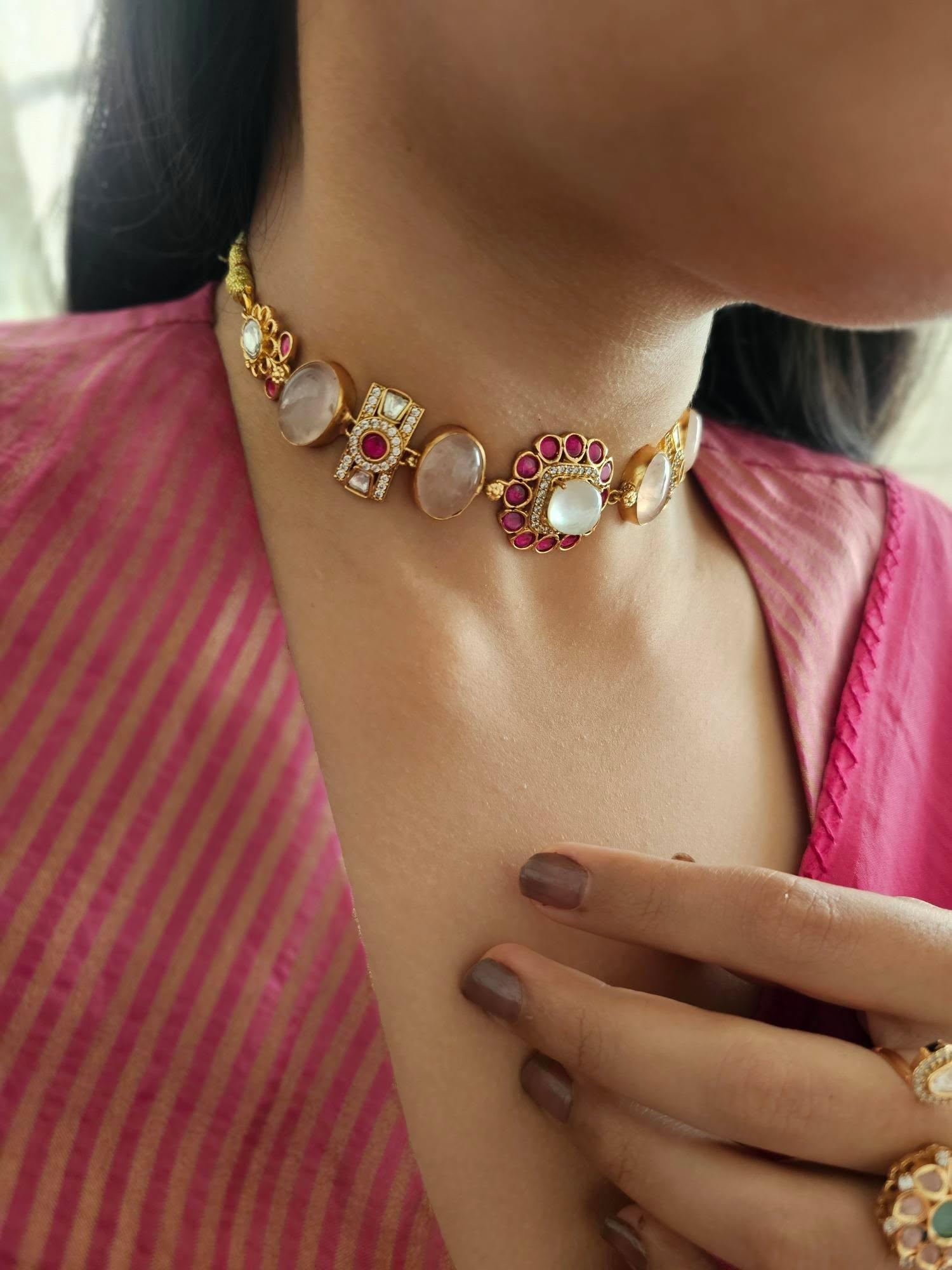 Meher quartz and polki choker Thumbnail