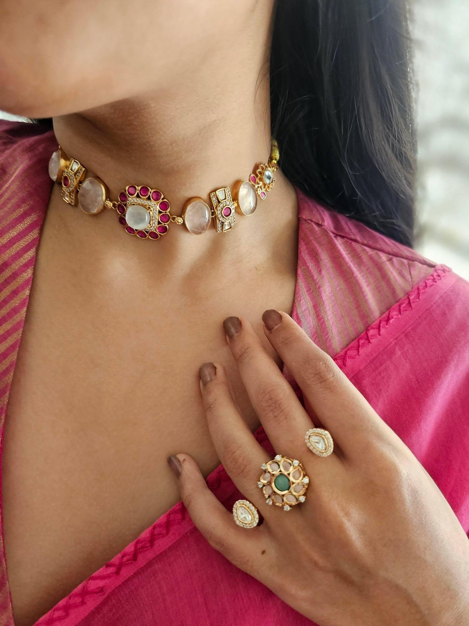 Meher quartz and polki choker Thumbnail