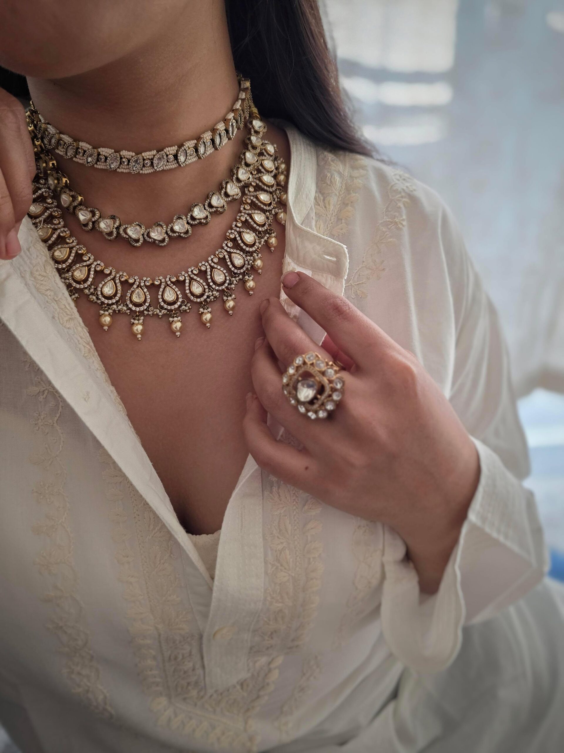 Malikah polki and pearl Necklace Thumbnail