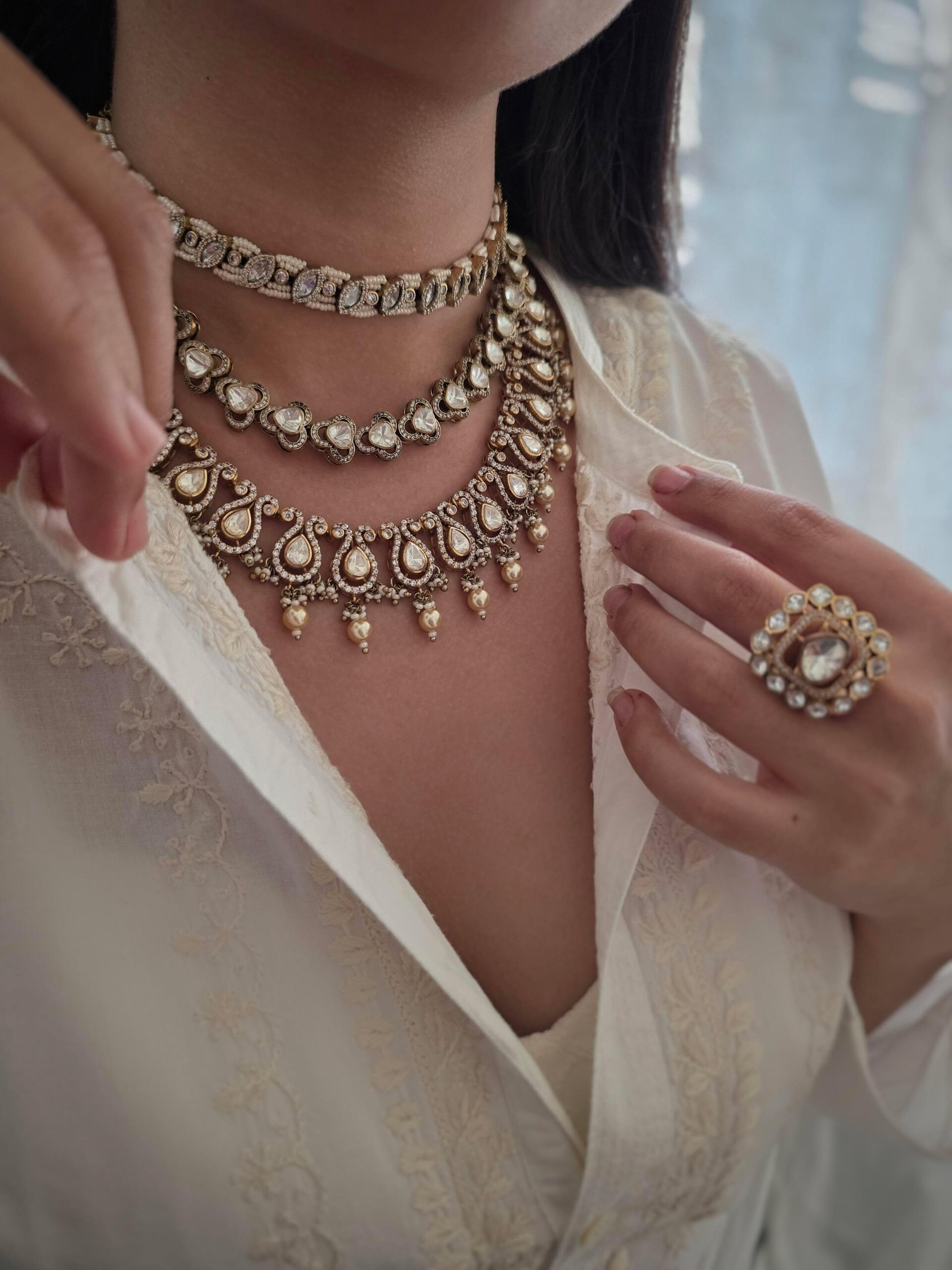 Malikah polki and pearl Necklace Thumbnail