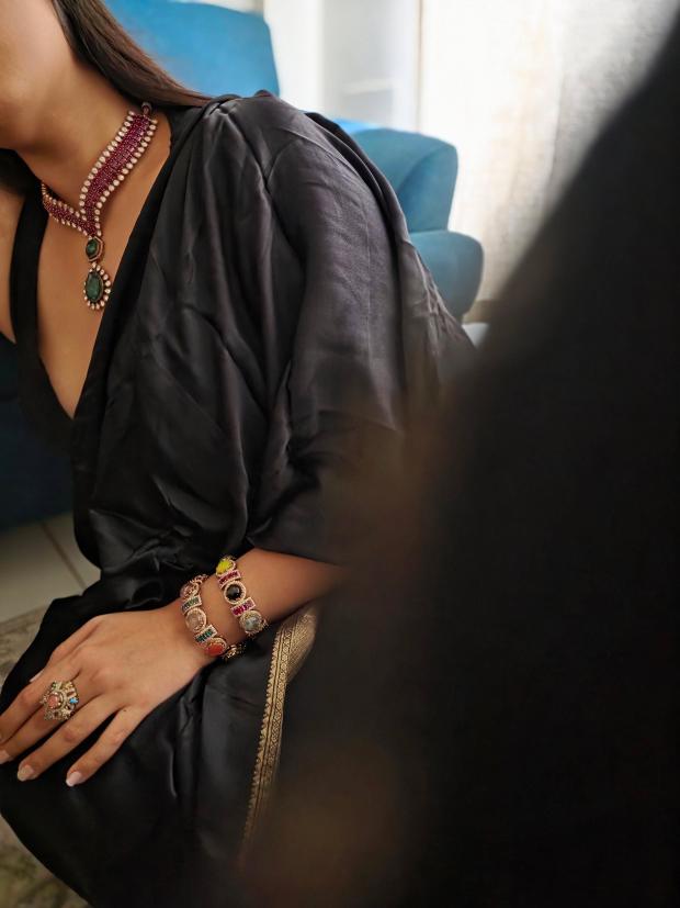 Manorama handcrafted necklace with earrings Thumbnail