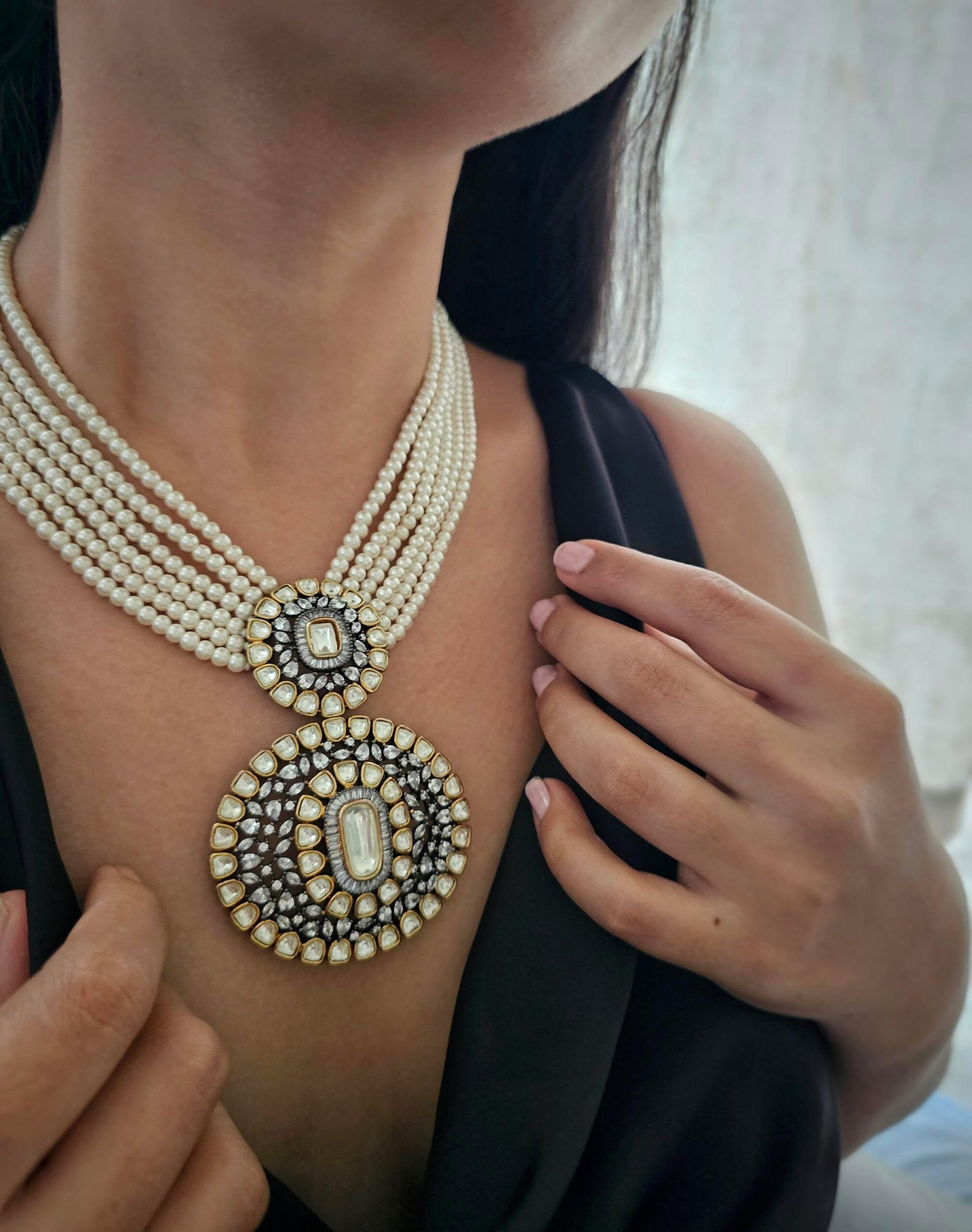 Aashna pearl and polki necklace Thumbnail