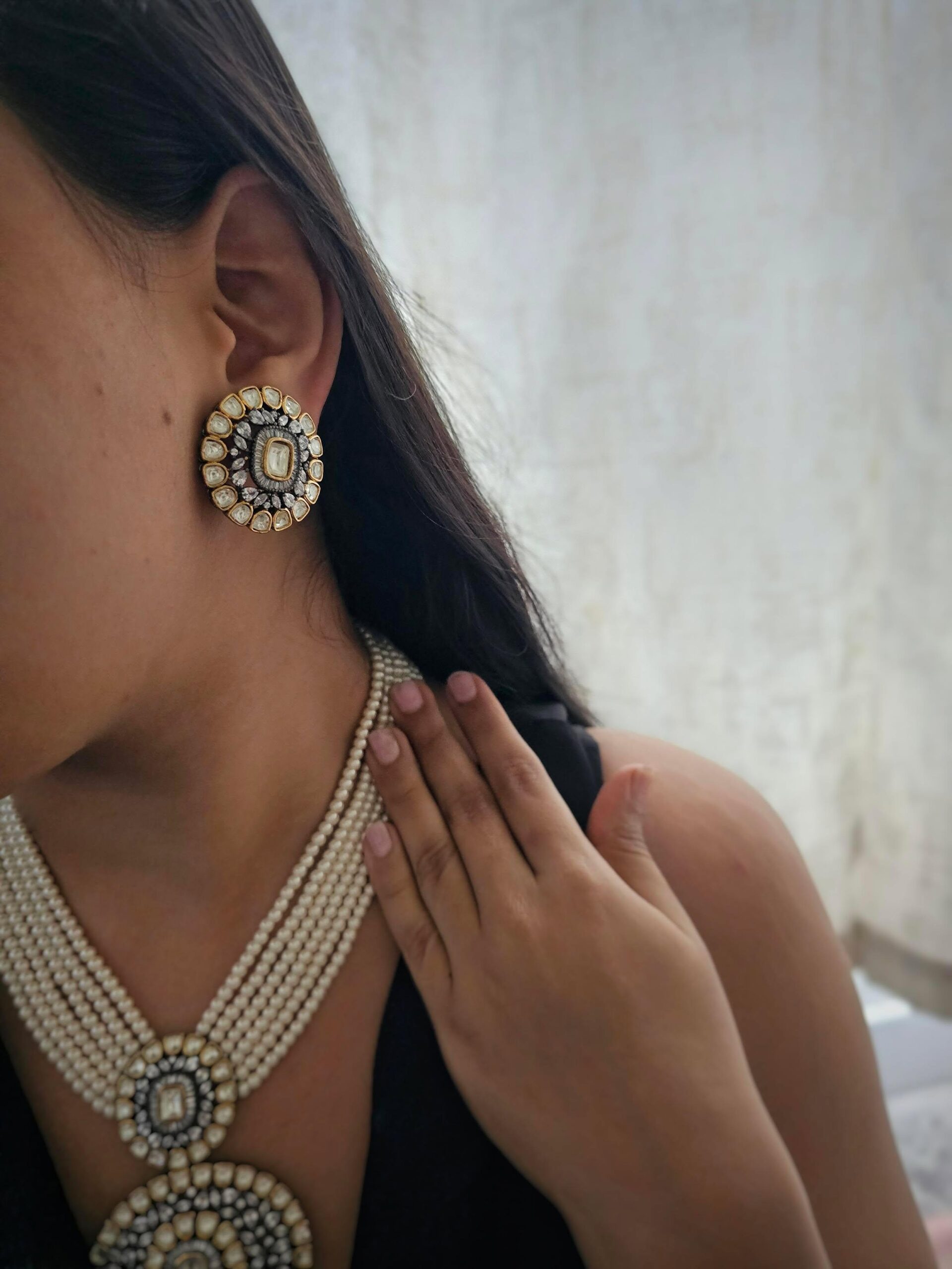 Aashna pearl and polki necklace Thumbnail