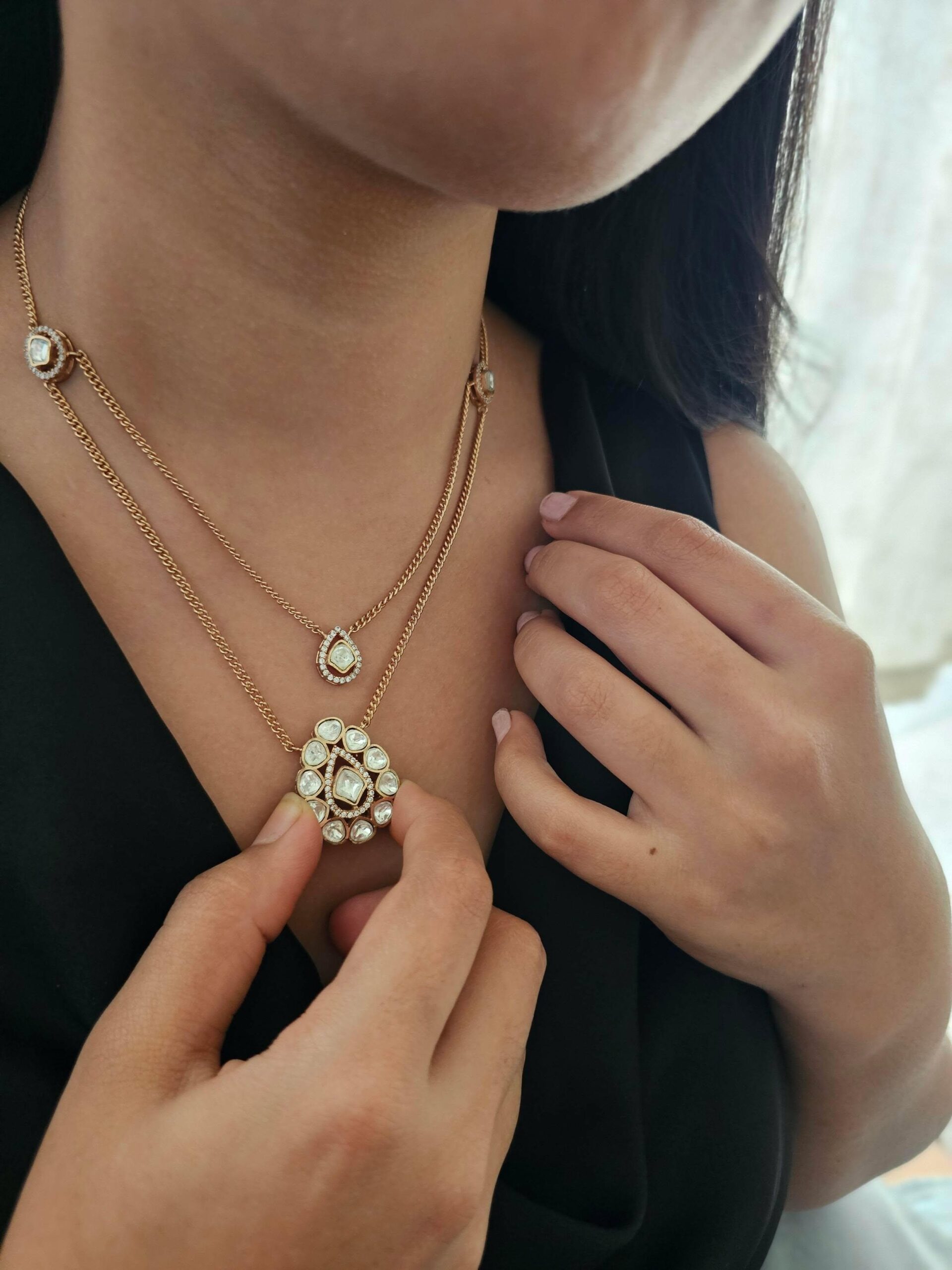 Sai delicate polki necklace Thumbnail