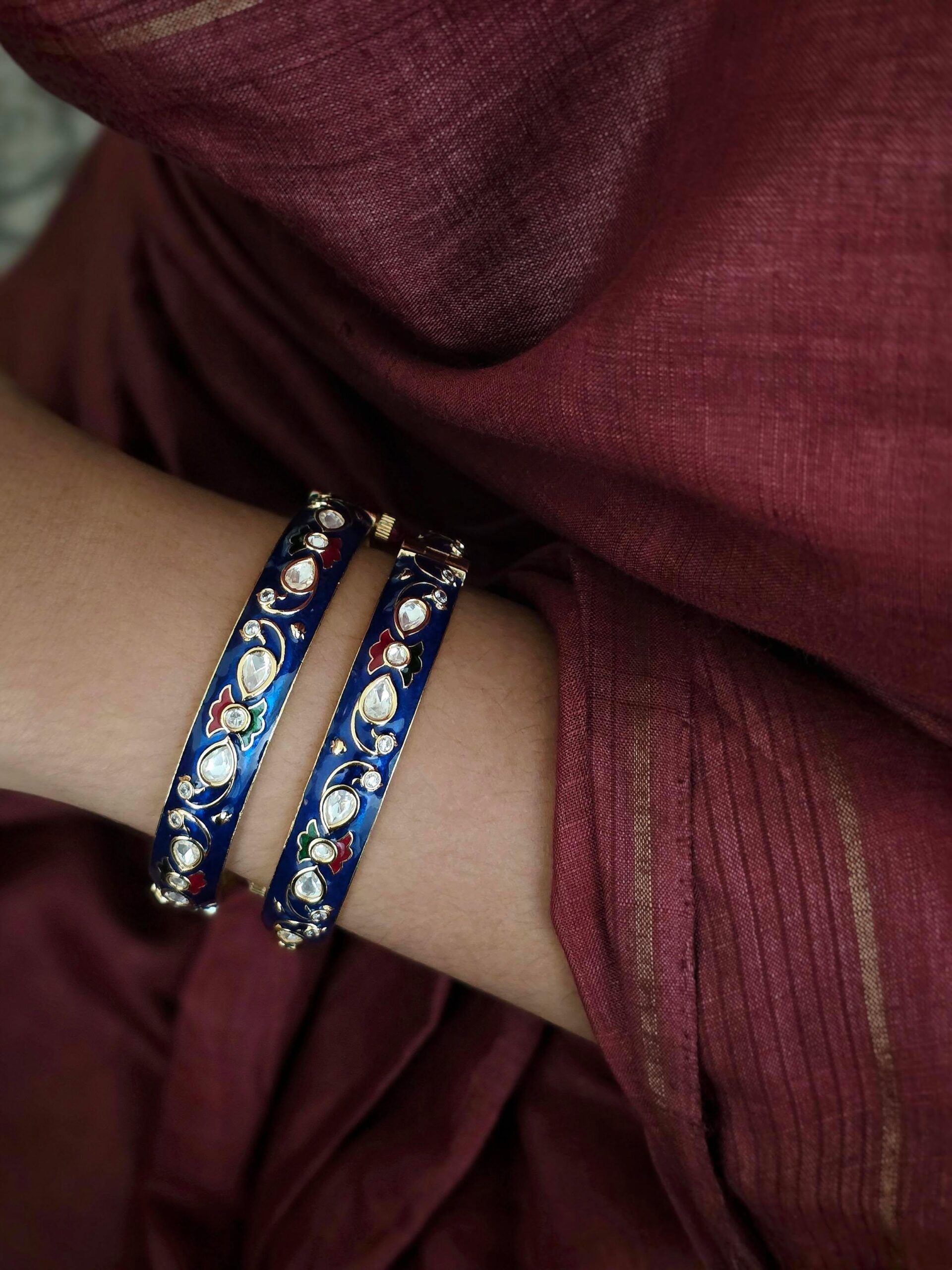 Veisha meenakari Openable polki bangle Thumbnail