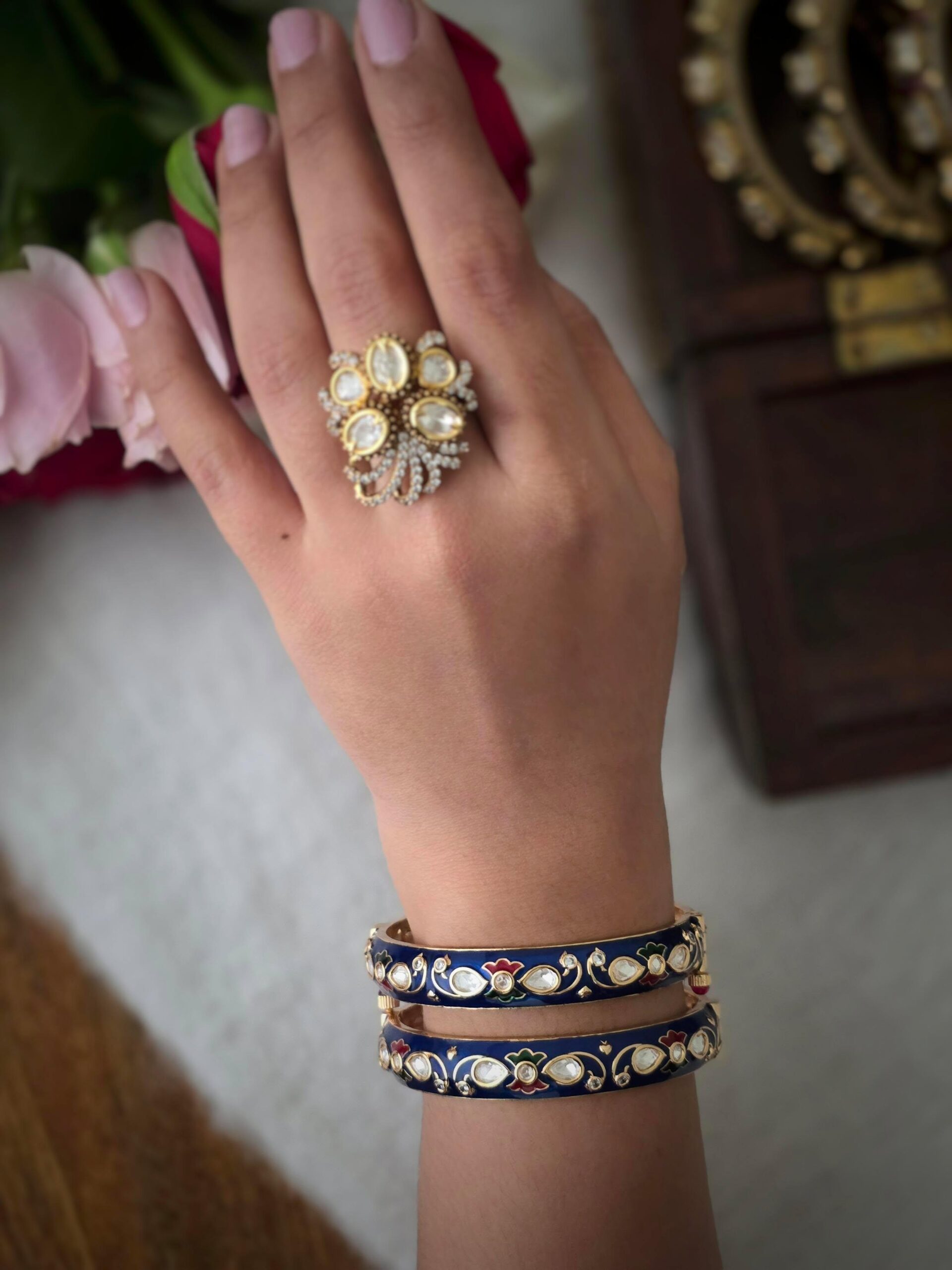 Veisha meenakari Openable polki bangle Thumbnail