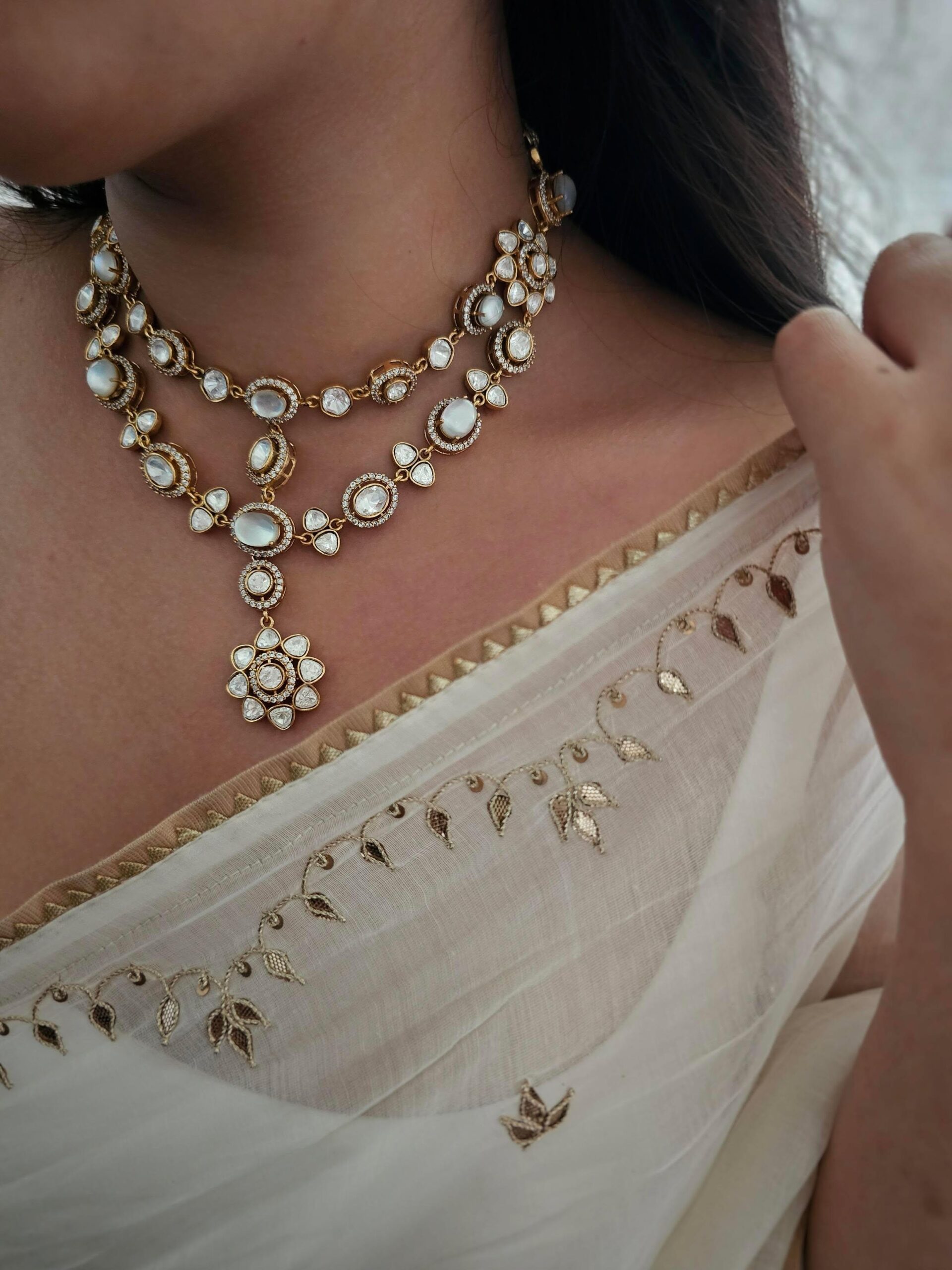 Hiya quartz and polki necklace Thumbnail