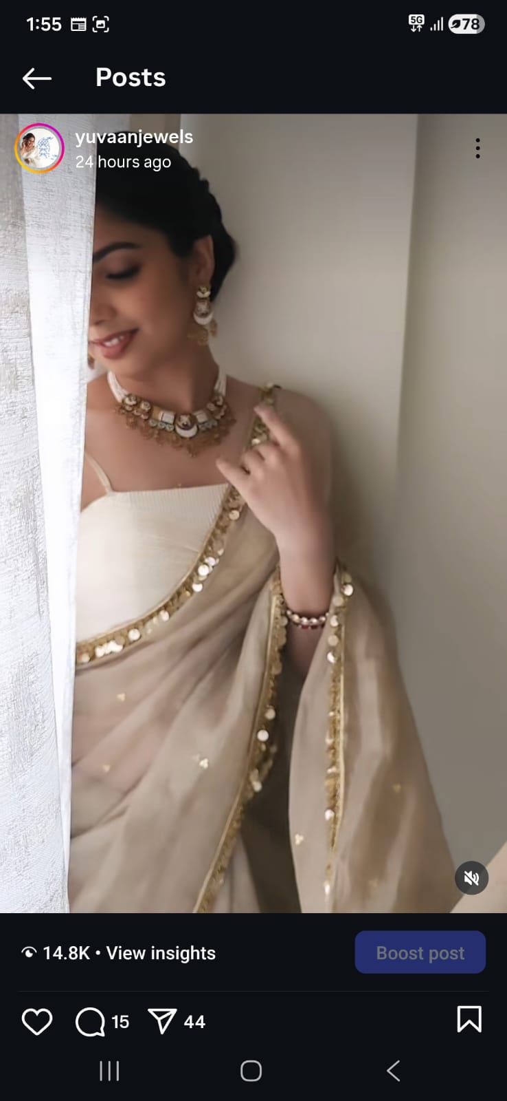 Nysa pearl and polki necklace Thumbnail