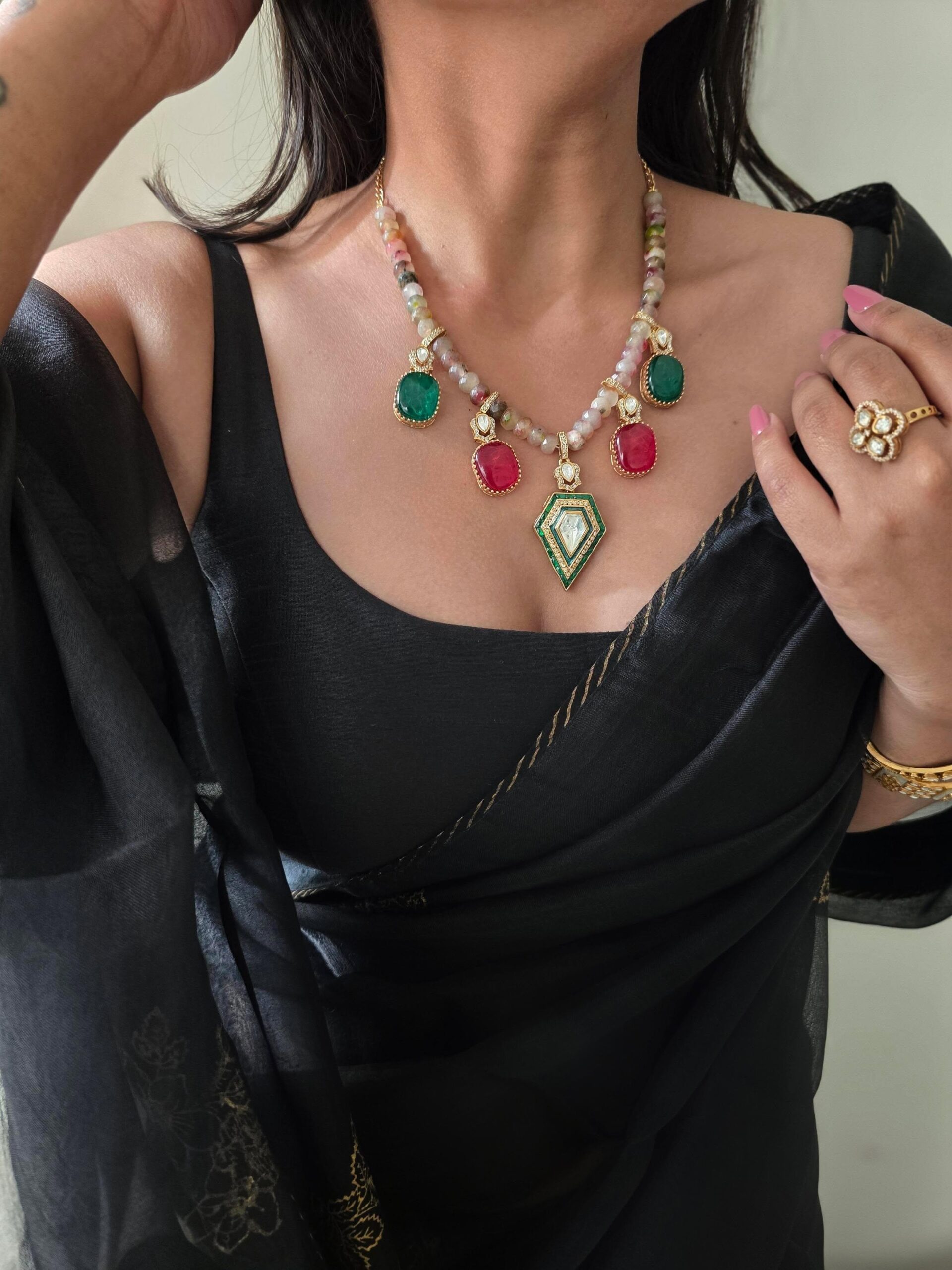 Barkha semi-precious stones necklace Thumbnail