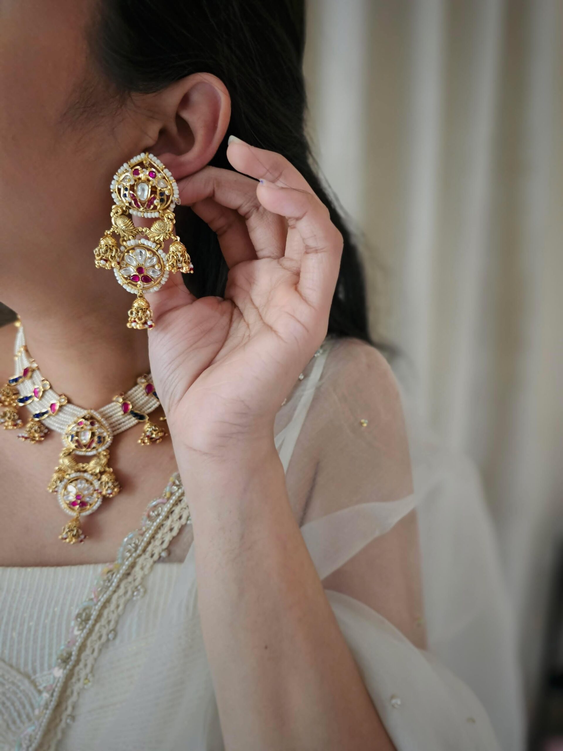 Vasika polki and pearl necklace Thumbnail