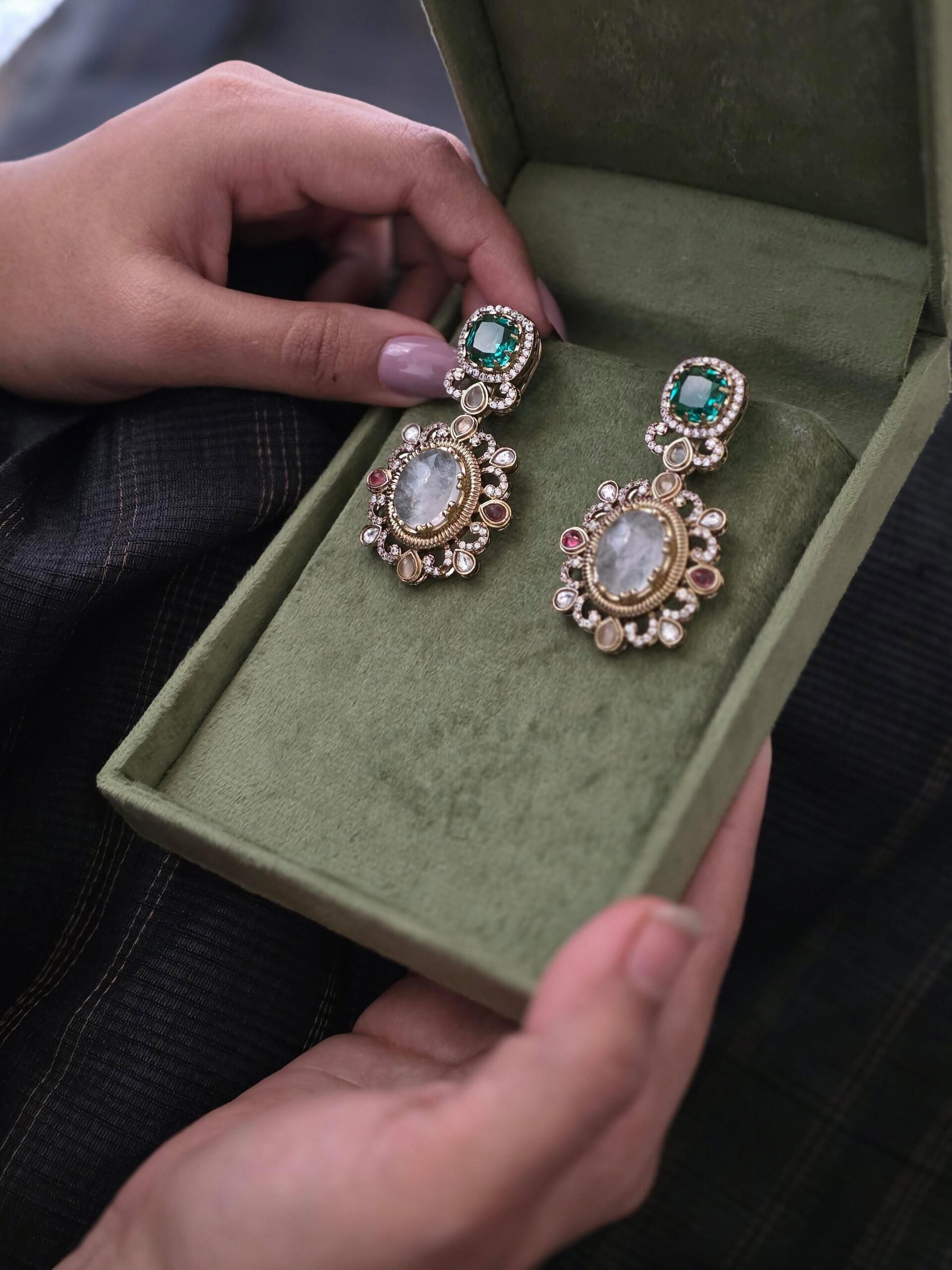 Arden semi-precious stone earrings Thumbnail