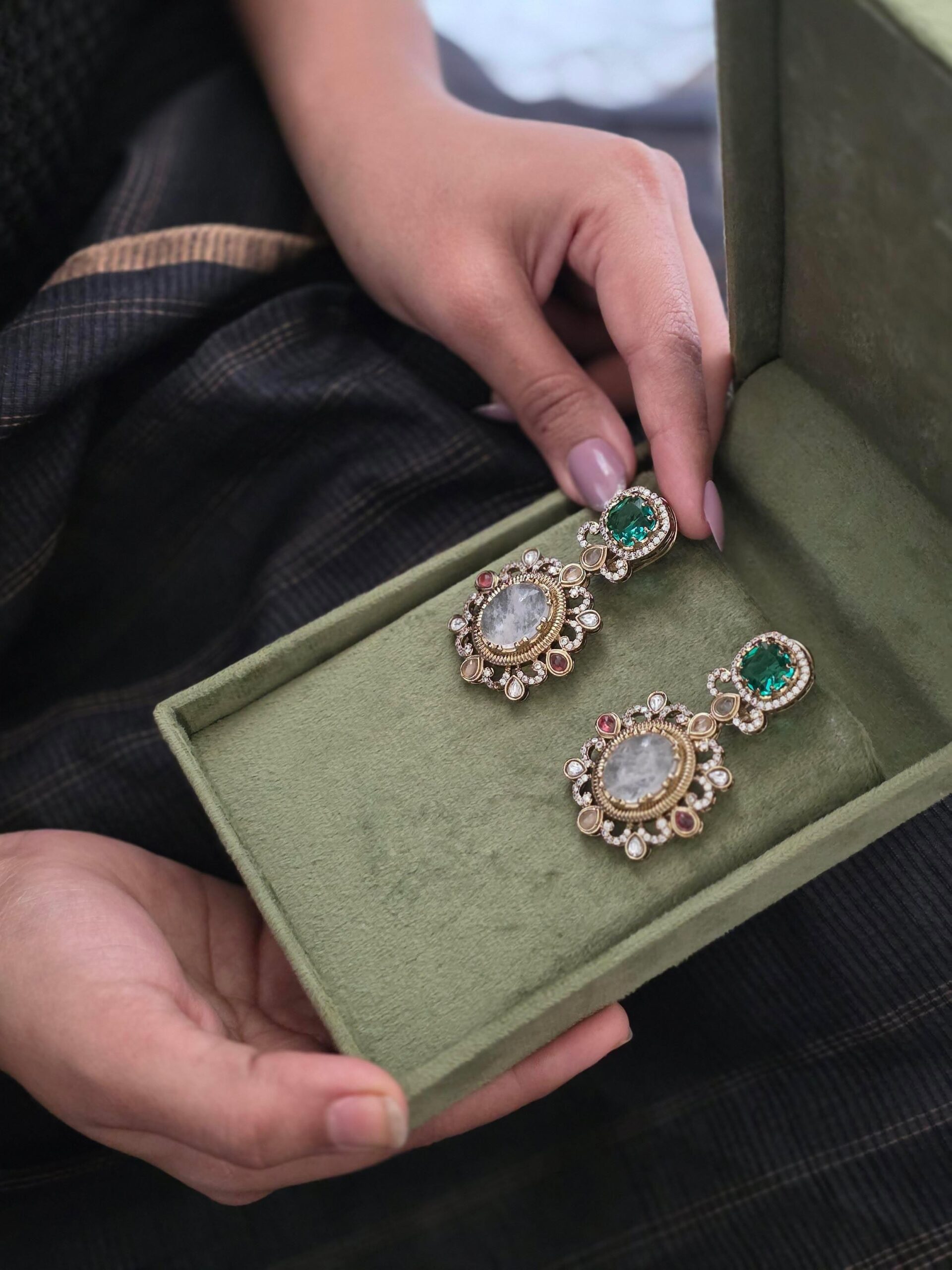 Arden semi-precious stone earrings Thumbnail