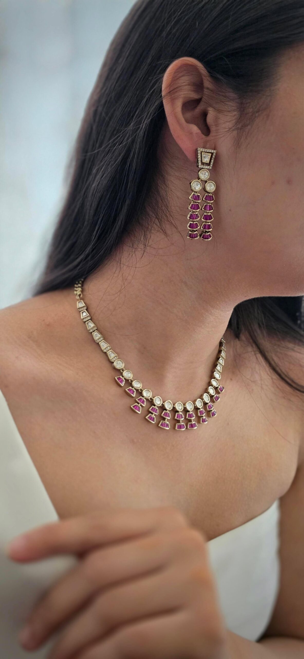 Priya delicate polki necklace Thumbnail