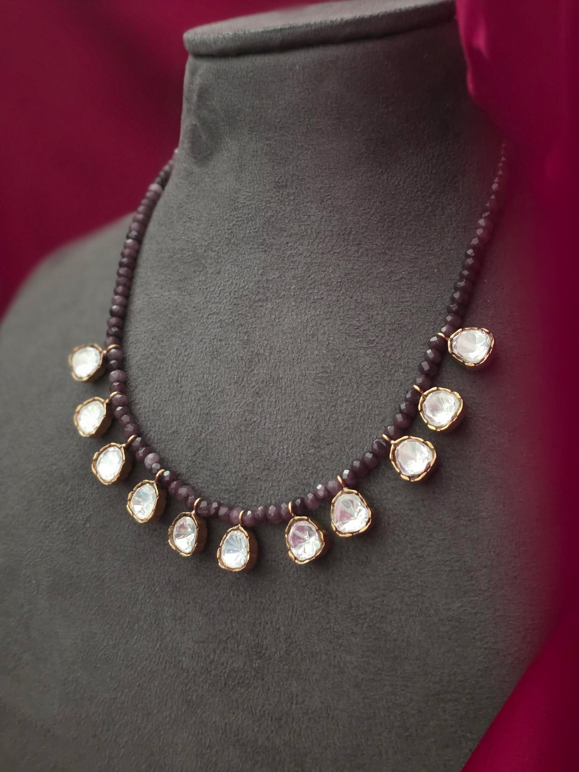 Ira delicate pearl and polki necklace Thumbnail