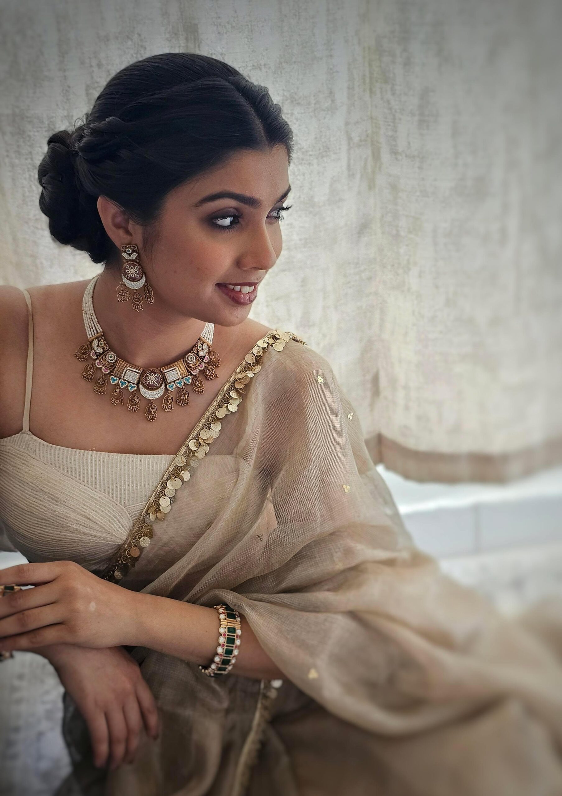 Nysa pearl and polki necklace Thumbnail