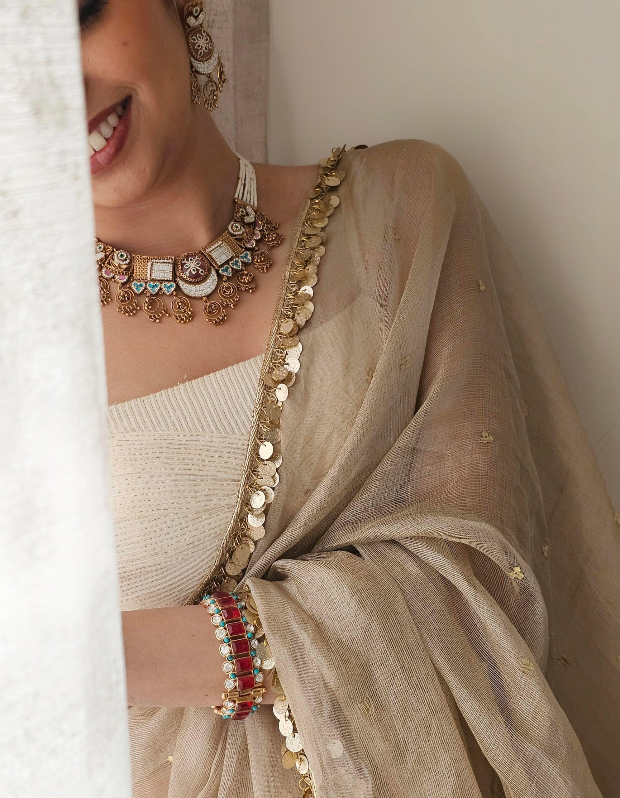 Nysa pearl and polki necklace Thumbnail