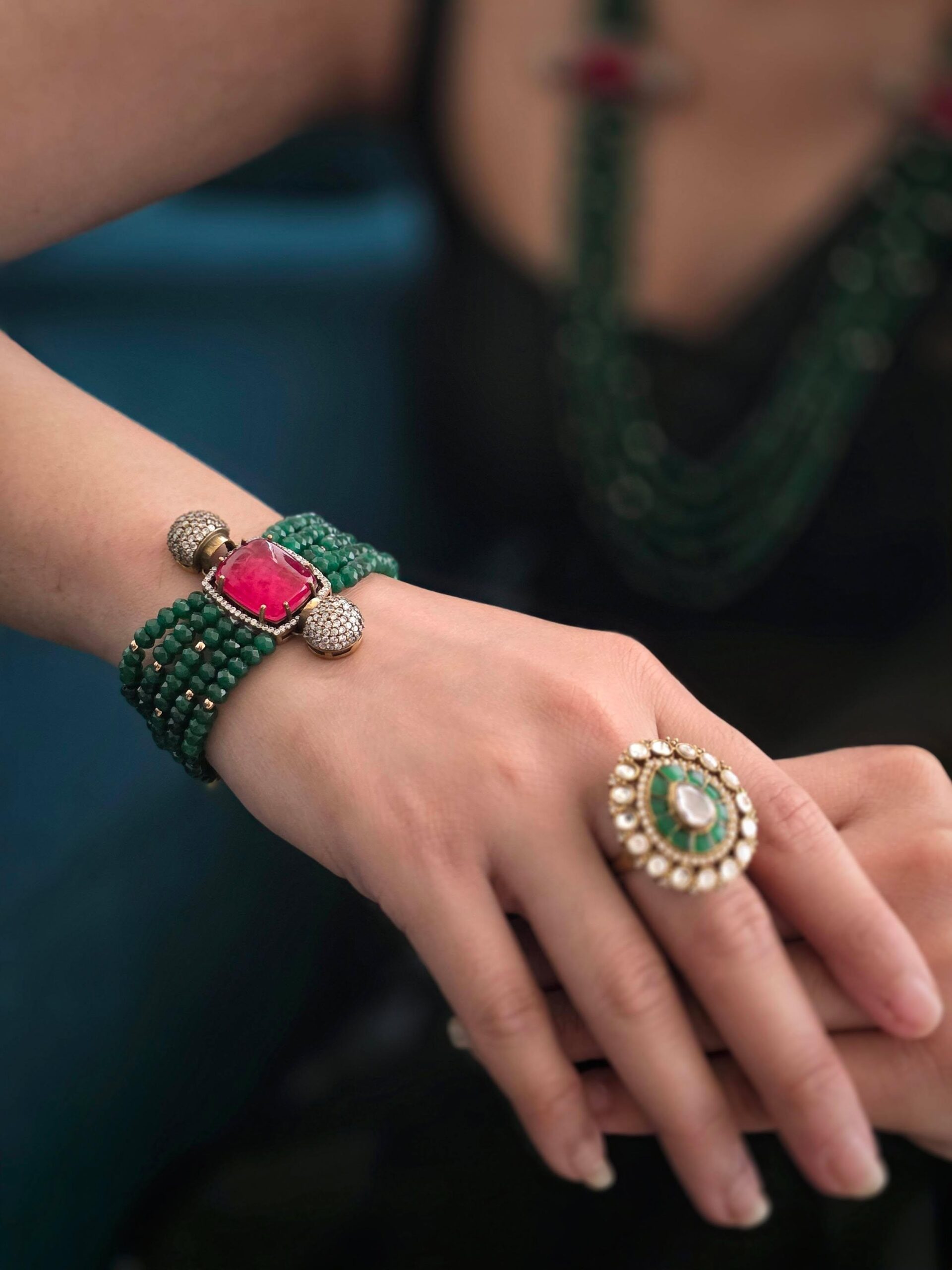 Girisha pearl and quartz long necklace Thumbnail