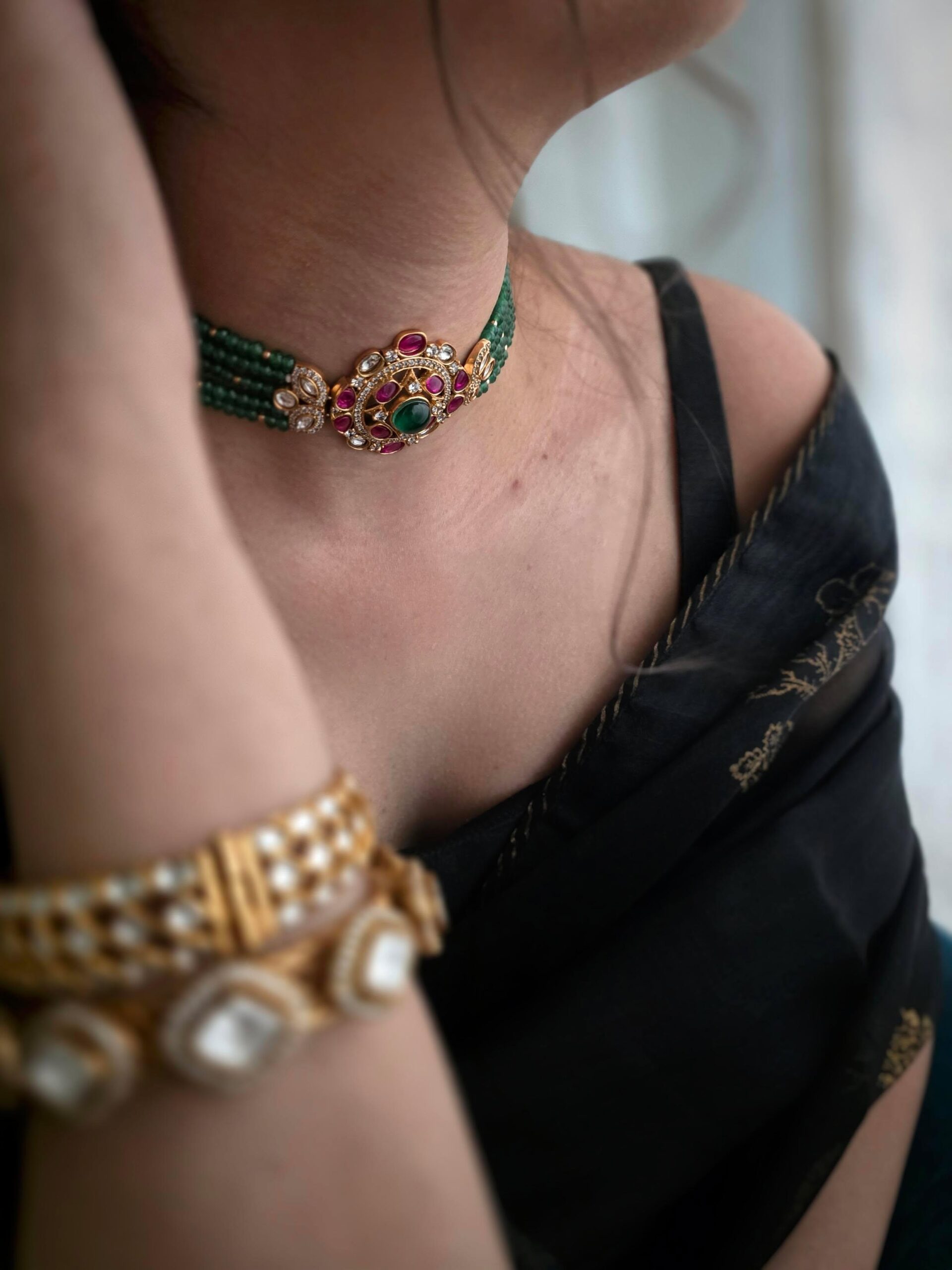 Raia pearl and polki choker Thumbnail